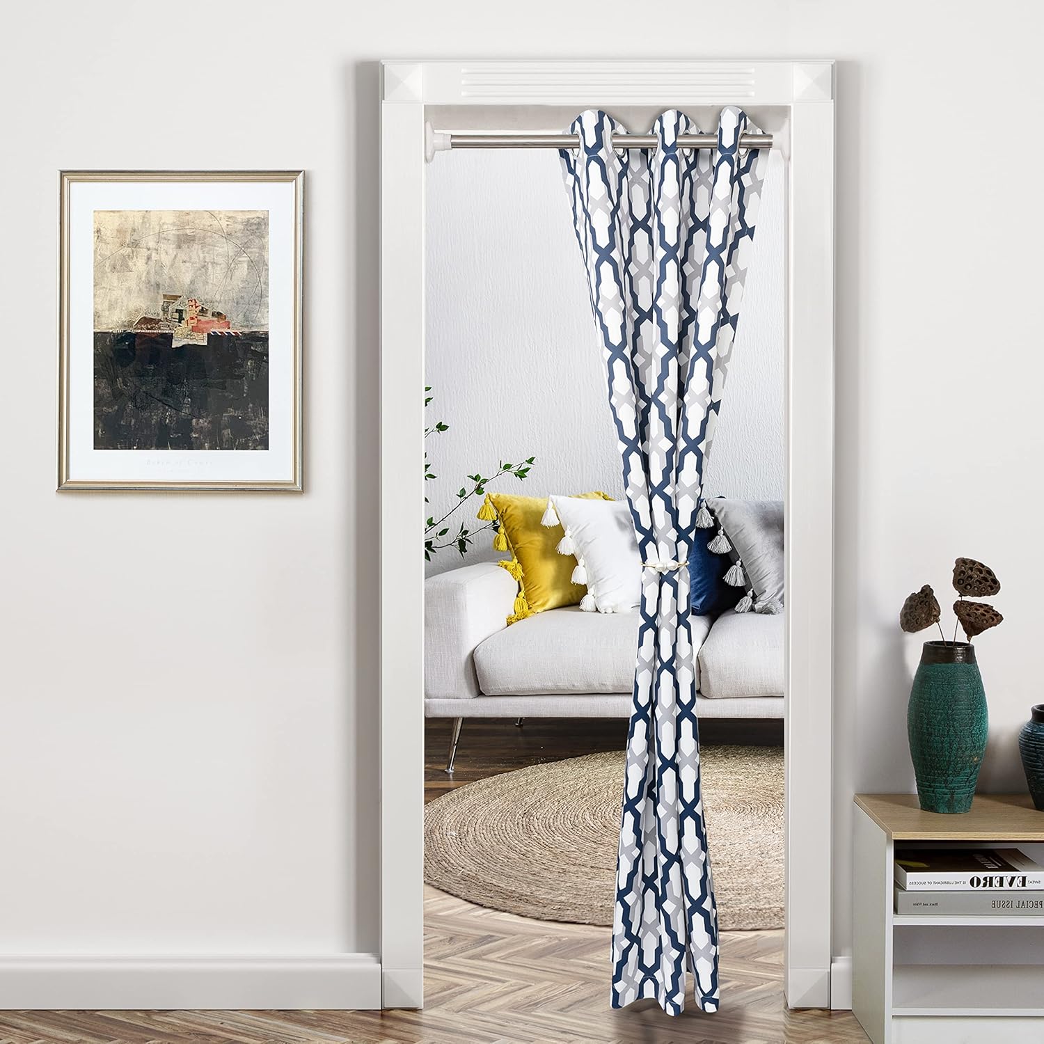 DriftAway Cortina opaca para ventana, cortina de puerta para sala de estar, armario, cortina de puerta corrediza para dormitorio, patrón geométrico