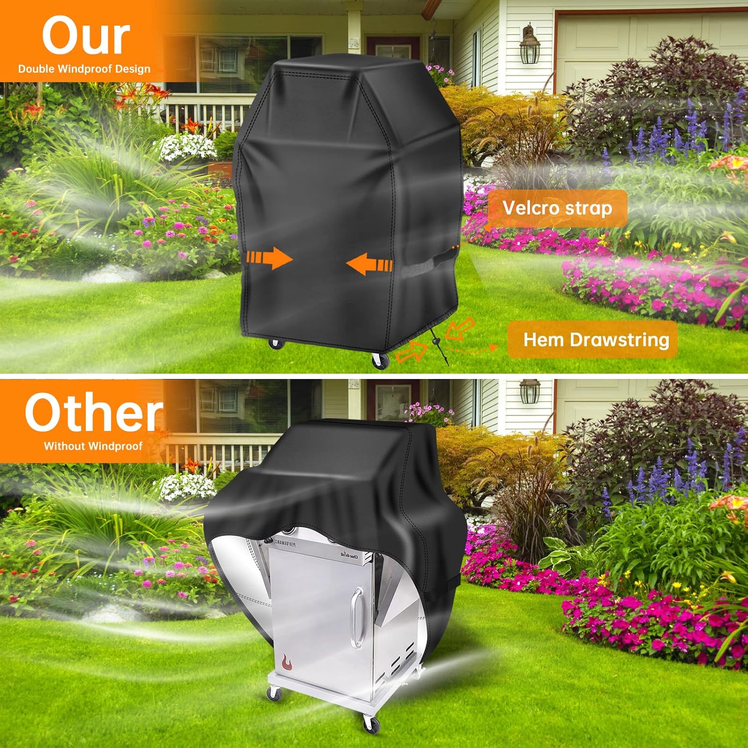 Funda para parrilla de gas de 32 pulgadas, se adapta a la mayoría de parrillas de 2 quemadores, impermeable, con correas de velcro y cordón