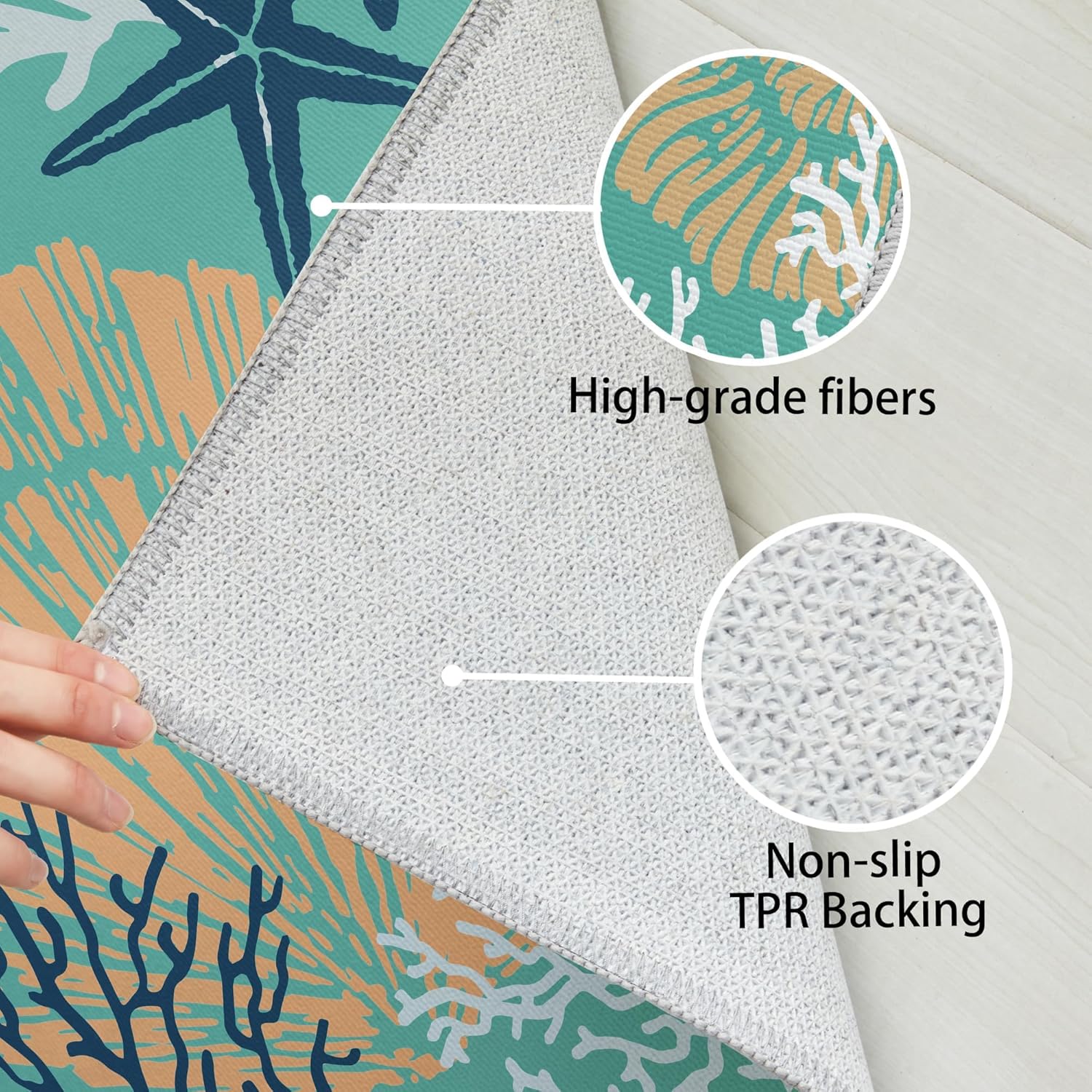 Tritard Alfombras Coastal Area Rugs – Alfombras náuticas con temática de playa, antideslizantes, lavables a máquina, modernas para sala de estar o