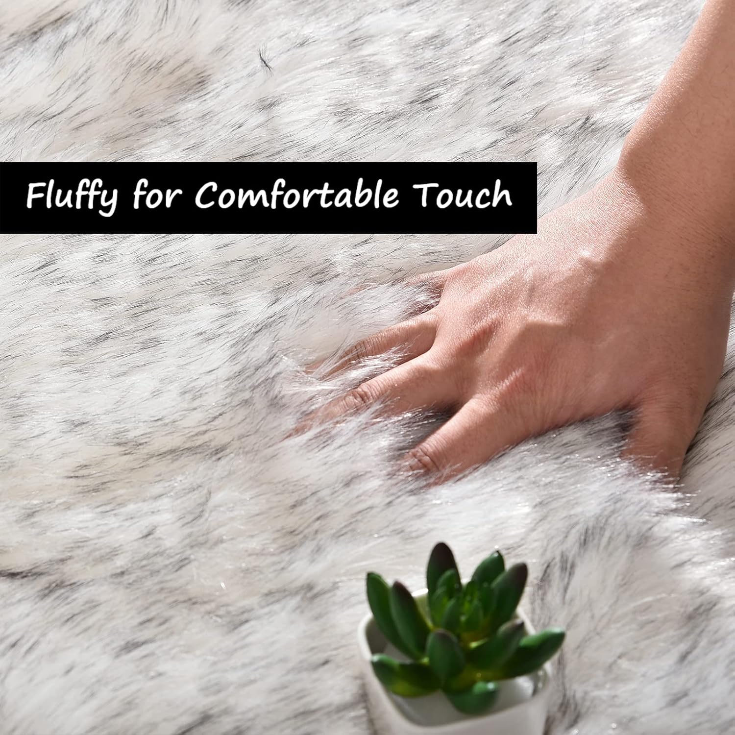 Alfombra de pasillo de 2 x 6 pies para dormitorio, con puntas blancas y grises, lavable de piel de oveja sintética, alfombra para dormitorio de