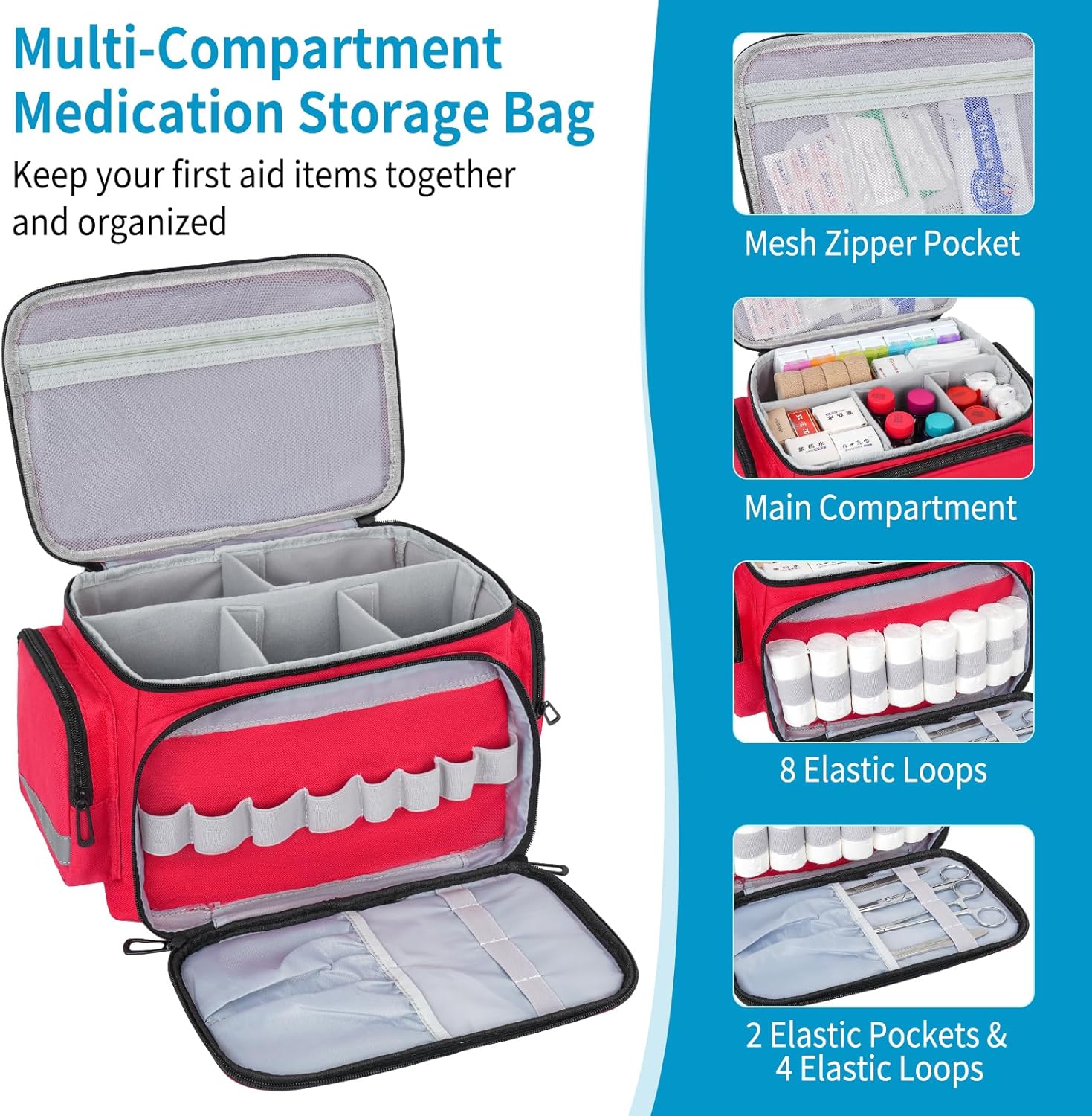 Jaffzora Bolsa organizadora de medicamentos vacía, bolsa de enfermera de salud en el hogar, caja organizadora de botellas de píldoras, bolsa de