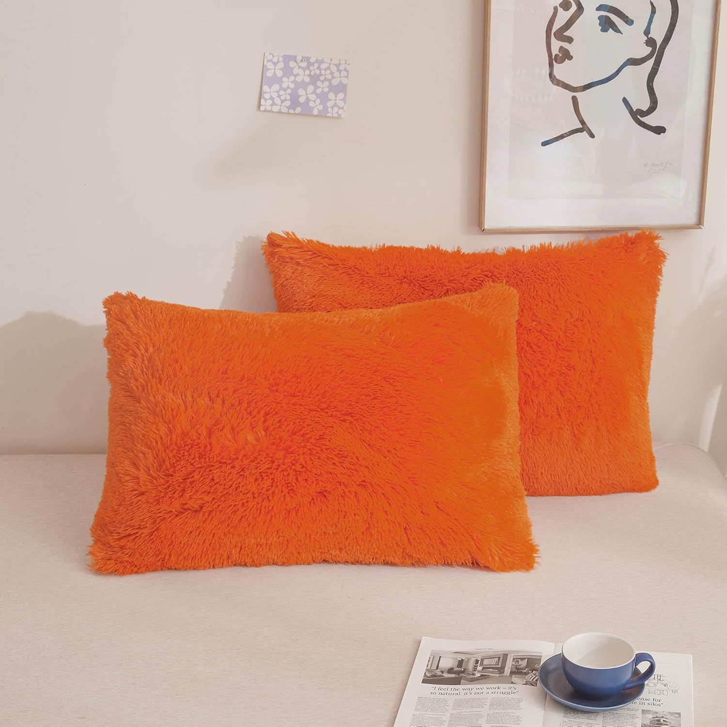 XeGe Fundas de almohada esponjosas de piel sintética, fundas de almohada de felpa suave y peluda, fundas de almohada decorativas de terciopelo para
