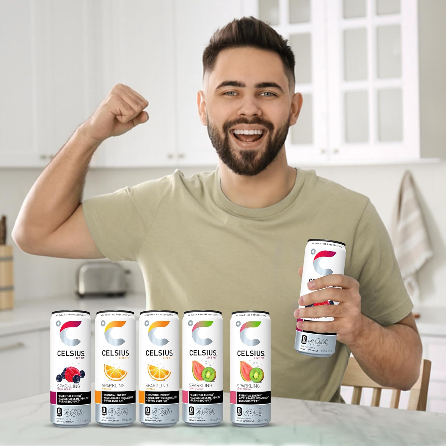 Celsis Sparkling Essential – Surtido de bebidas energéticas sin azúcar ni conservantes, 12 onzas líquidas, latas delgadas surtidas variadas, paquete