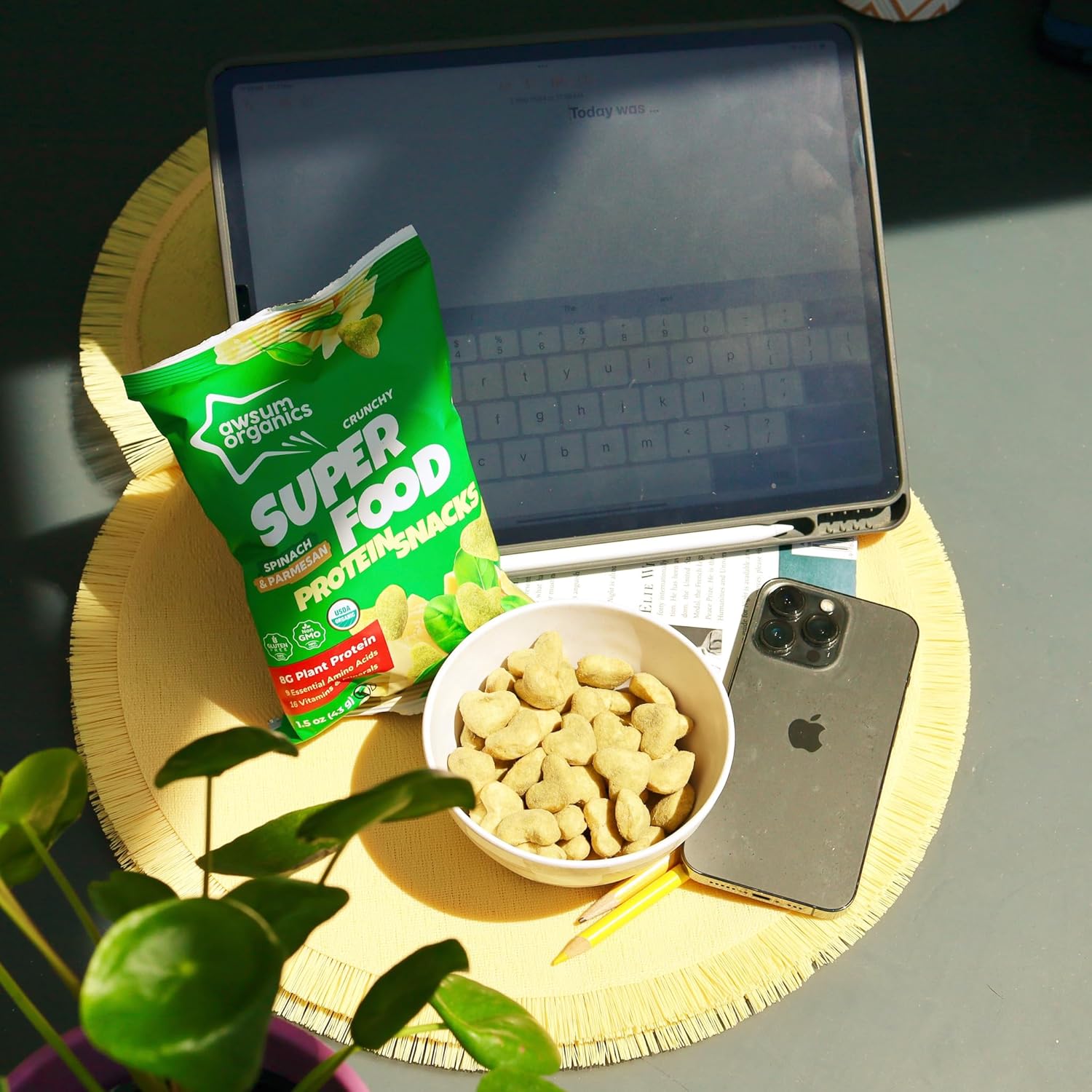 Awsum Organics SUPERFOOD Snacks de proteínas  Bocadillo saludable y crujiente  Soplos de proteínas a base de plantas  USDA Orgánico  Kosher  Sin OMG