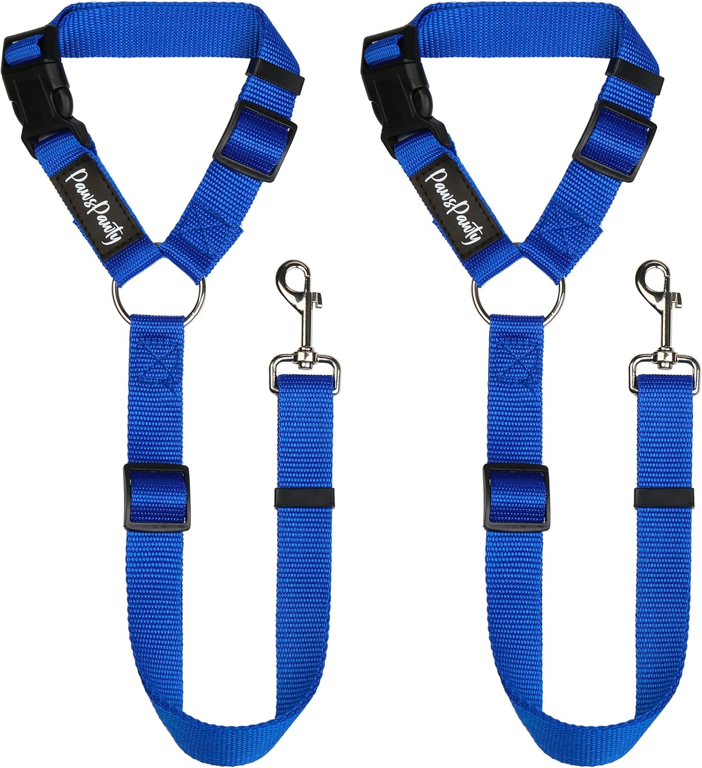 PawsPawty – Paquete de 2 cinturones de seguridad para perros, ajustable, tela de nailon, correas de seguridad para automóvil, arnés para perros,