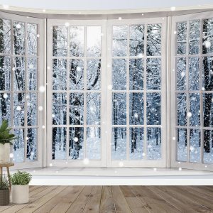 HVEST Tapiz de invierno para colgar en la pared, bosque de pinos nevados, tapiz para ventana exterior, tapiz para dormitorio, nieve blanca de HVEST Tapiz de invierno para colgar en la pared, bosque de pinos nevados, tapiz para ventana exterior, tapiz para dormitorio, nieve blanca de
