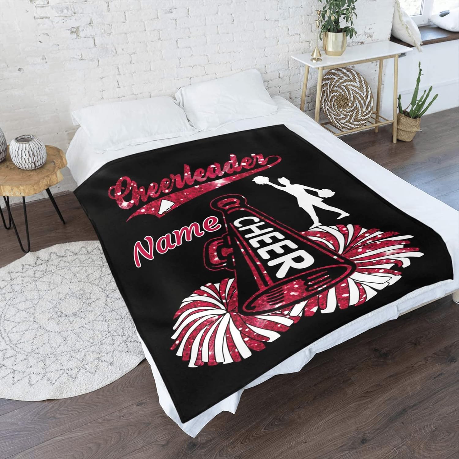 Manta de bebé personalizada de animadora roja con nombre, manta de forro polar suave para niñas y niños, recién nacidos, regalo de cumpleaños, 40 x