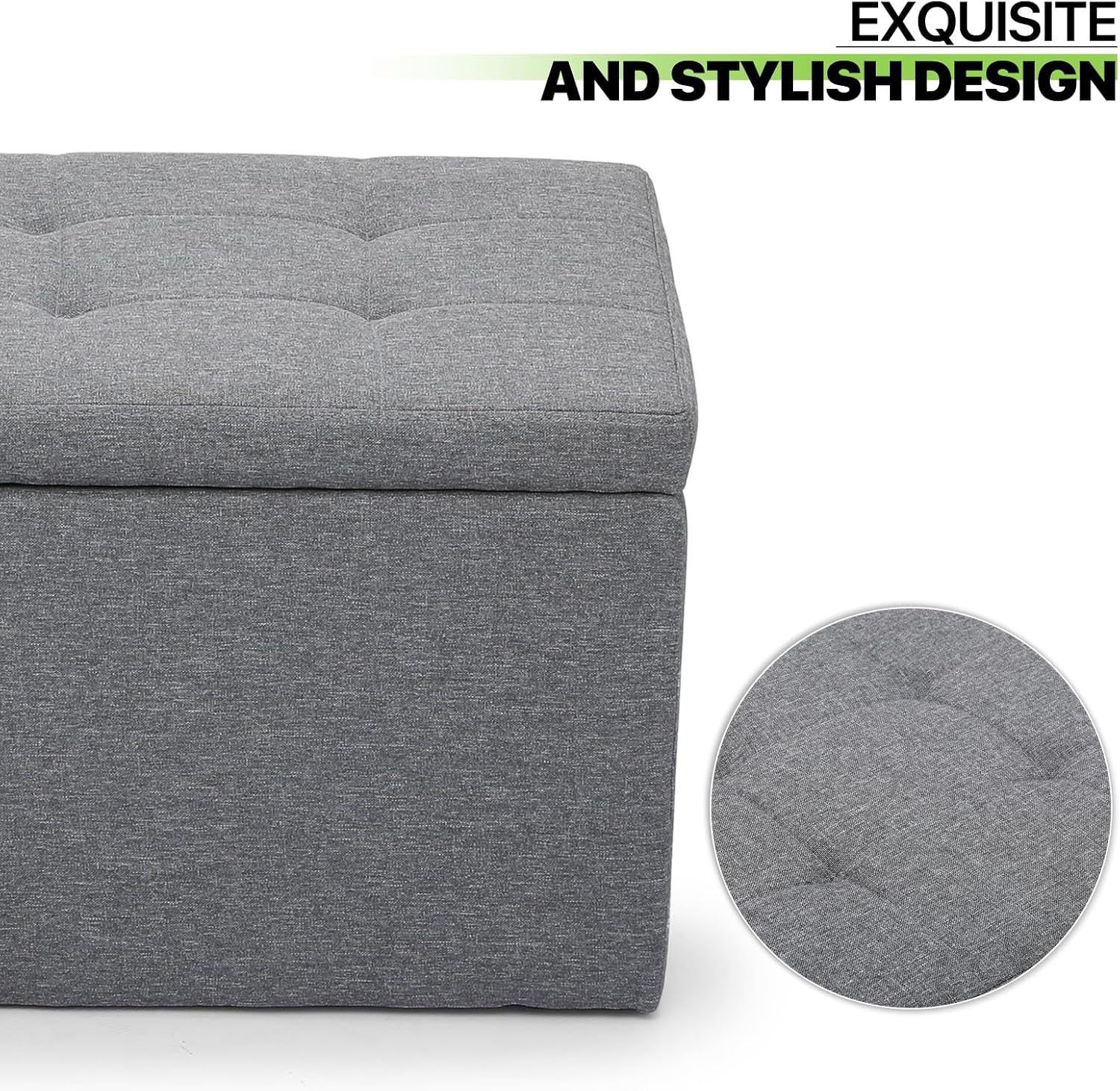 Magshion Banco otomano rectangular de almacenamiento, reposapiés copetudo con otomanas cubo, juego de 3 bancos para dormitorio, extremo de cama,