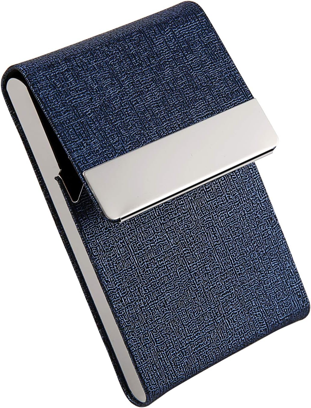 Tarjetero con diseño ultra delgado, funda para tarjetas de visita con piel sintética de alta calidad, bolsillo para trajes, tarjetero metálico para