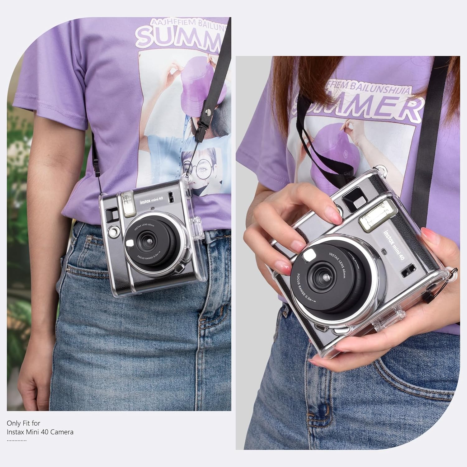 MUZIRI KINOKOO Instax Mini 40 – Funda transparente compatible con cámara instantánea Fuji Instax Mini 40  Polaroid Mini 40 – Carcasa rígida de PVC