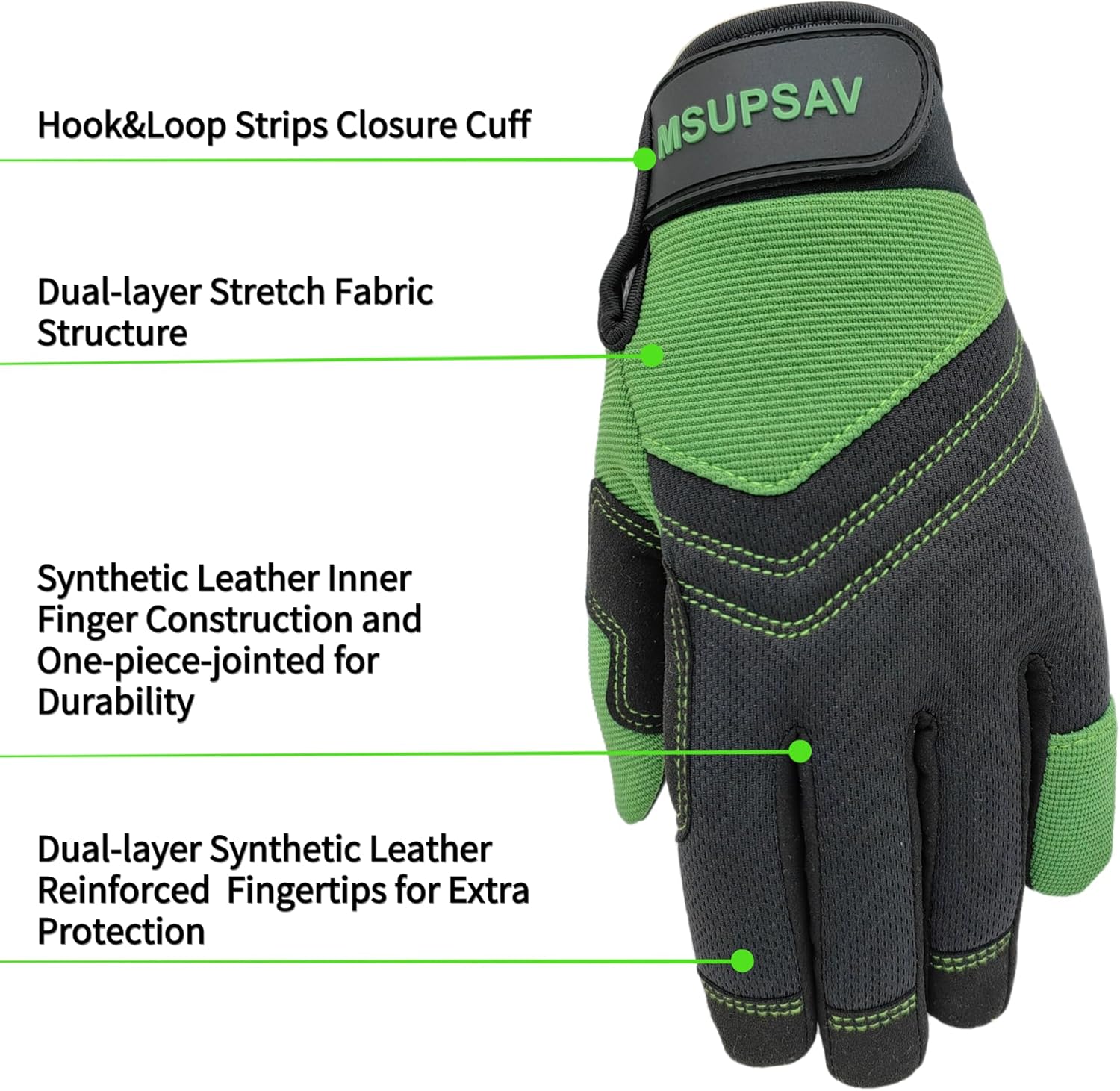 MSUPSAV Guantes de jardinería a prueba de espinas y resistentes a pinchazos con agarre, guantes de jardín para mujeres, guantes de trabajo de cuero,