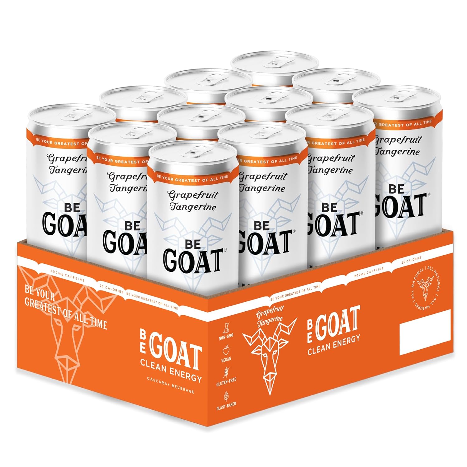 Clean Energy Drink  Sin OMG, vegana, sin gluten, a base de plantas con 200 mg de cafeína, 25 calorías y 7 carbohidratos netos  Cafeína natural de