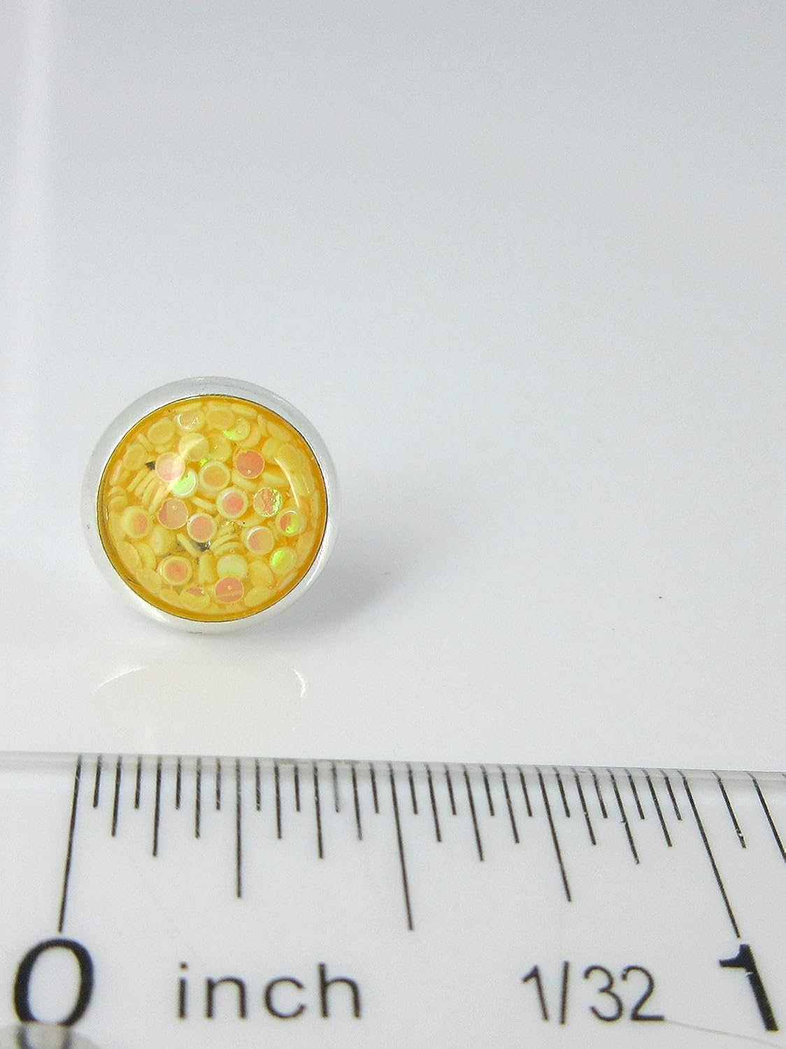 Summerfield Collection Shiny Silver-tone Iridescent Glitter Resin Stud Earrings 10mm (Yellow)