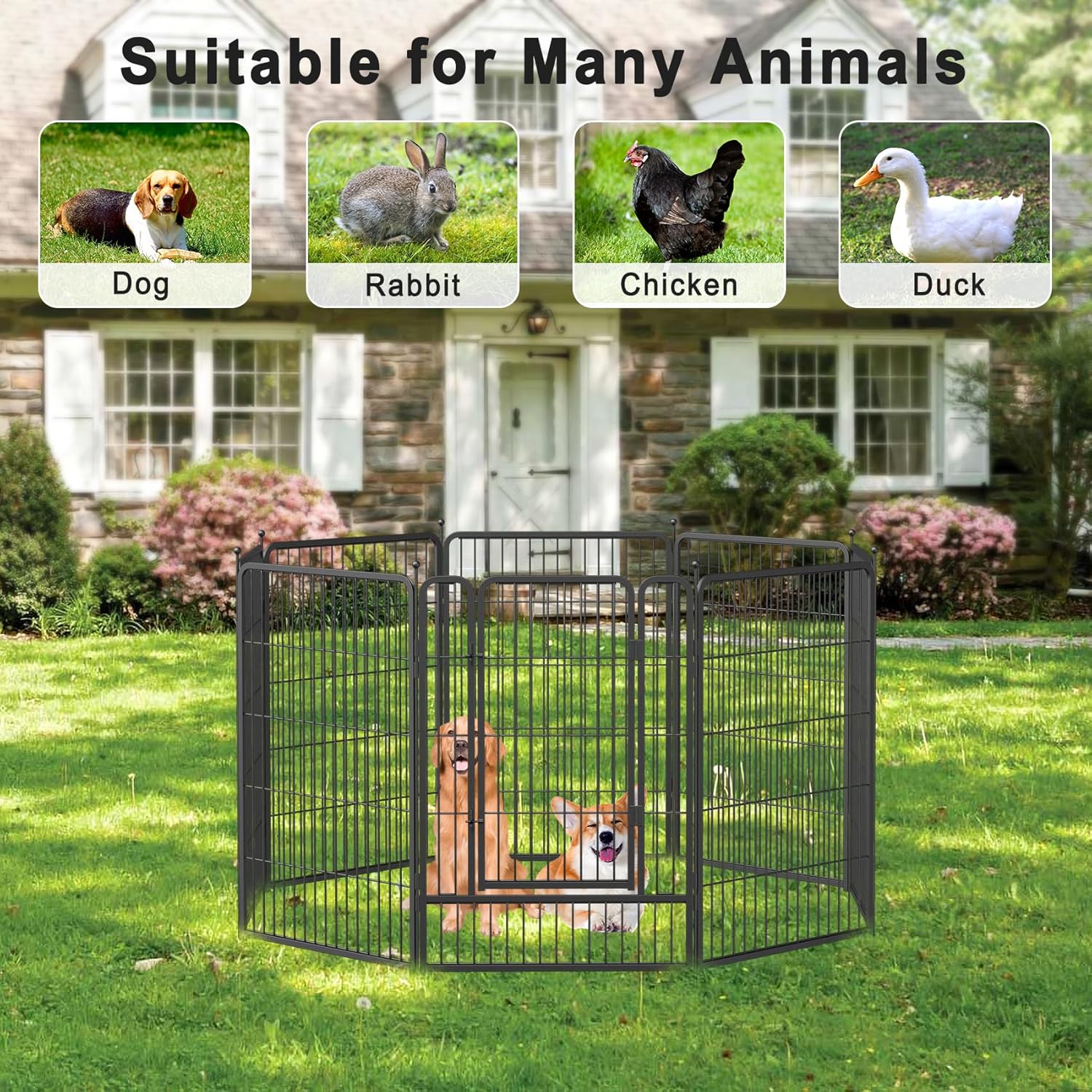 Musen Corralito para perros para interiores y exteriores, 8 paneles de 40 pulgadas de altura, corral de ejercicio con puertas para perros grandes,