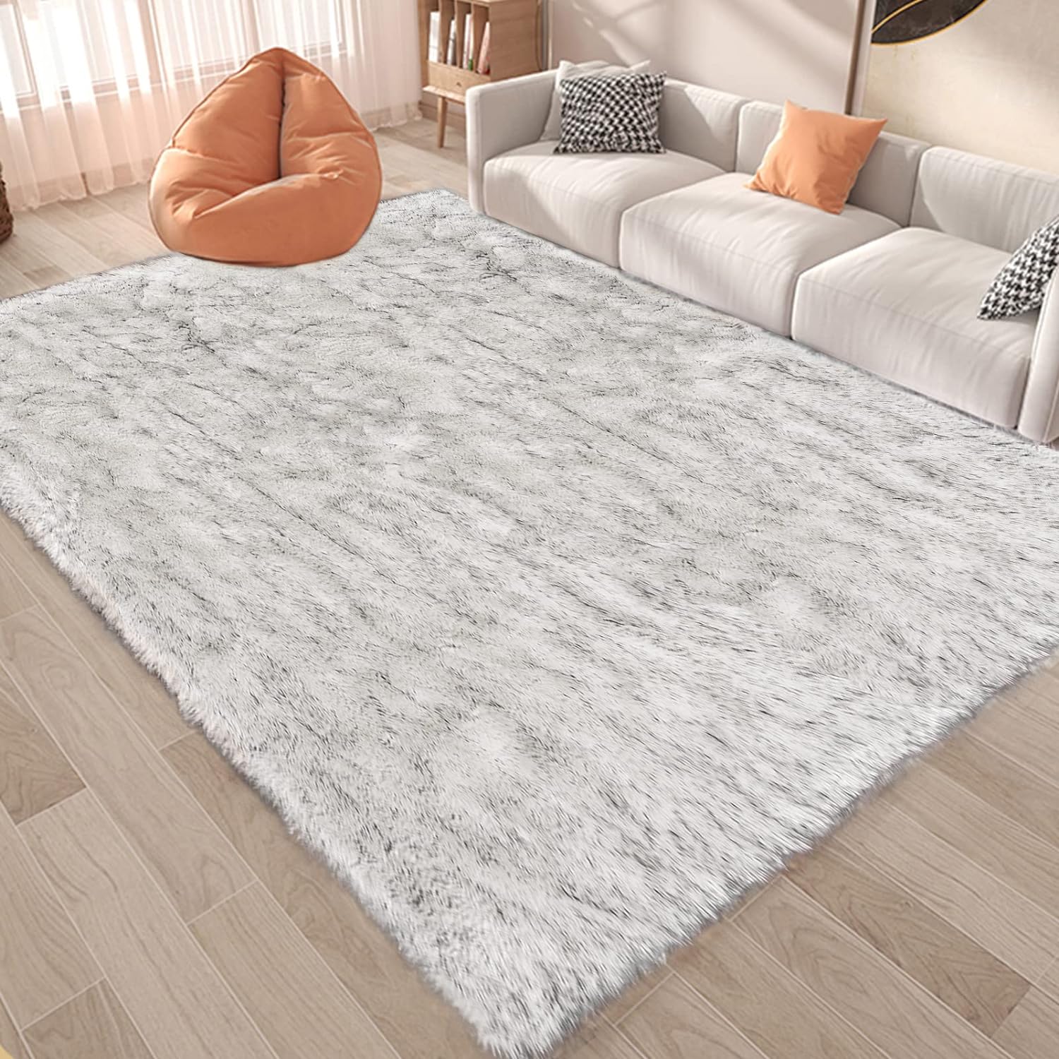 Latepis – Tapete rectangular de piel sintética tipo lana de oveja suave, esponjosa y lavable para sala de estar, dormitorio, habitación de niños o