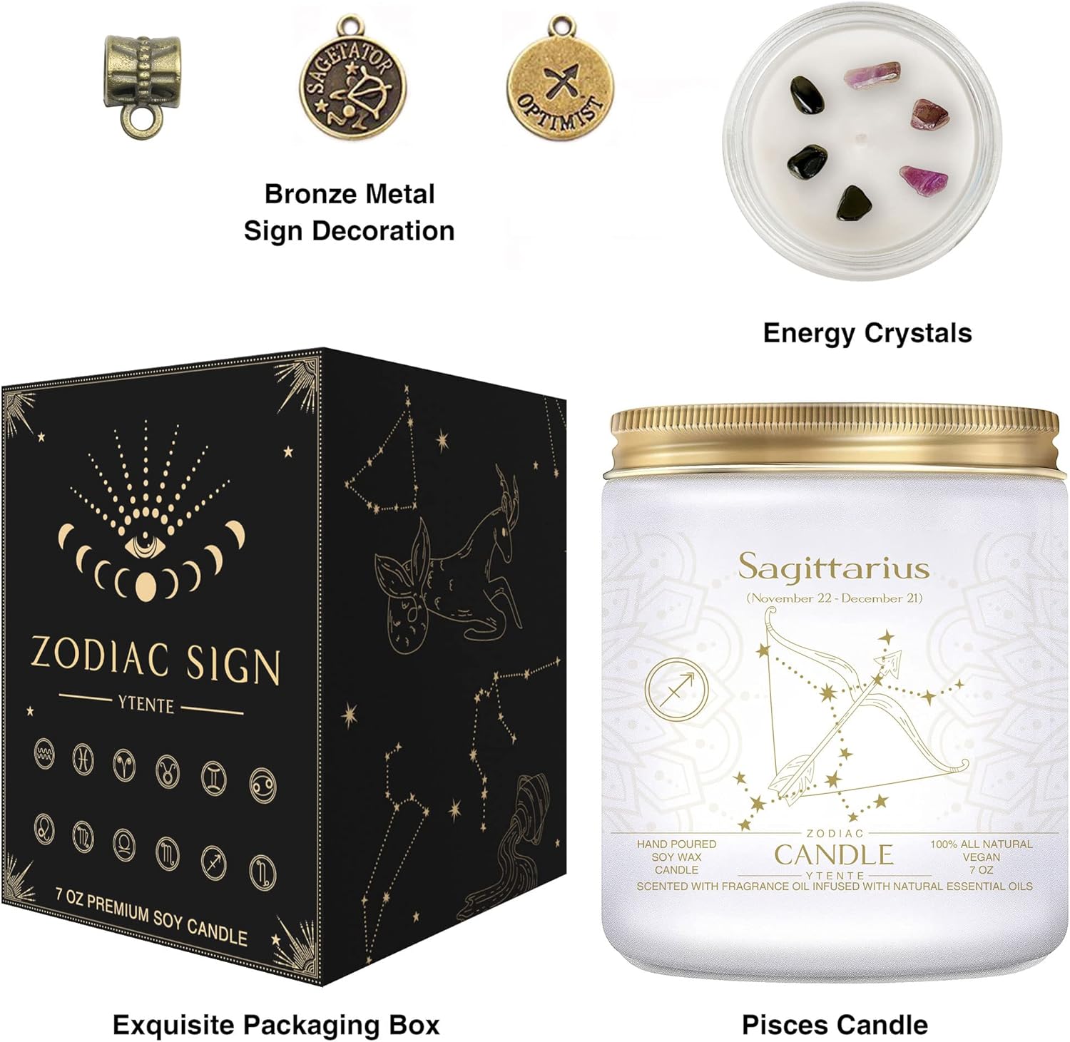 Velas de signo del zodiaco, velas con signo de cristal del zodiaco, velas perfumadas de astrología, regalos para mejores amigos, para mujeres,