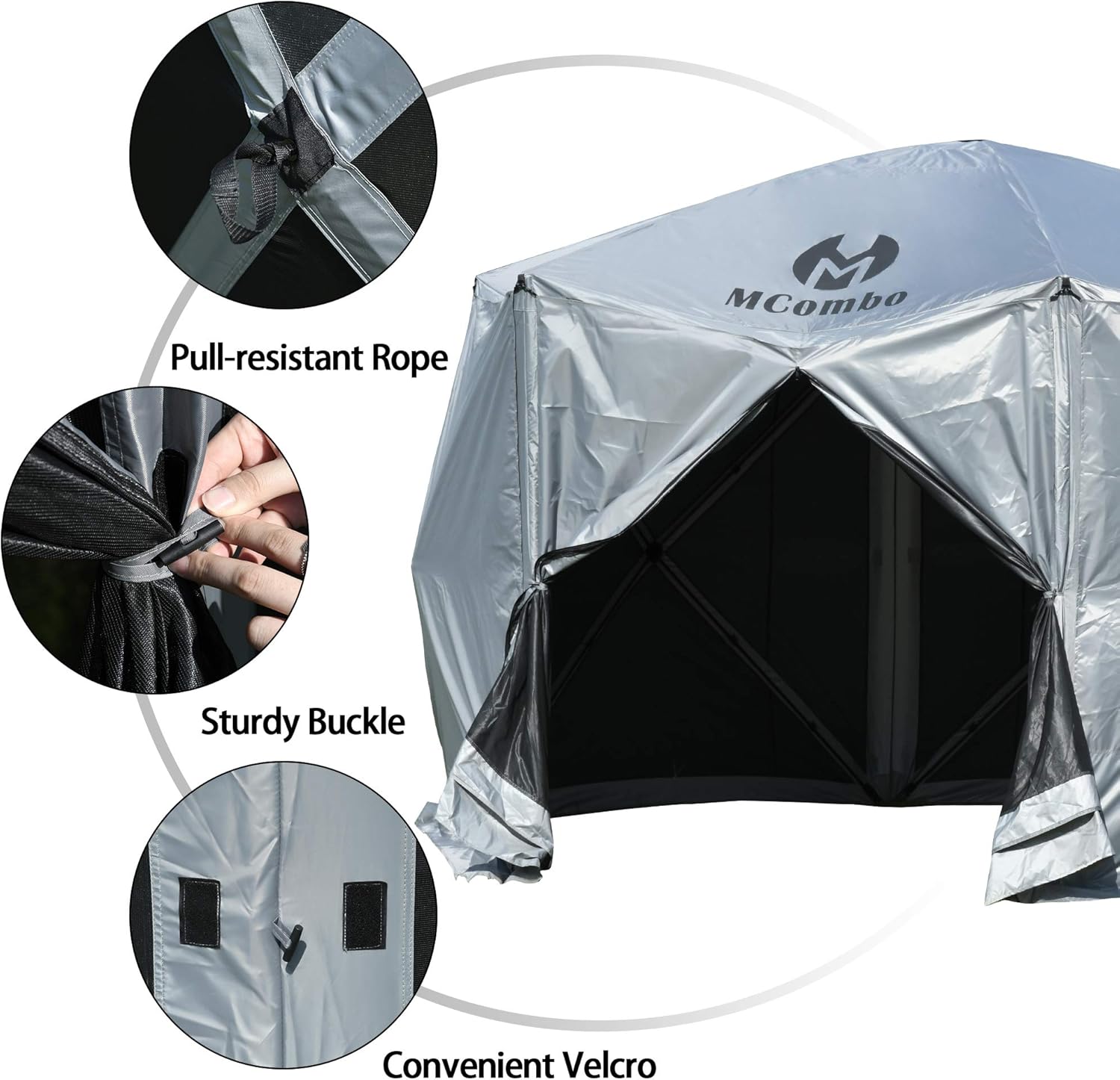 Mcombo Paneles de viento de carpa portátil emergentes, P1024 (gris, 5 paneles (6 pies 7 pulgadas x 6 pies 7 pulgadas)
