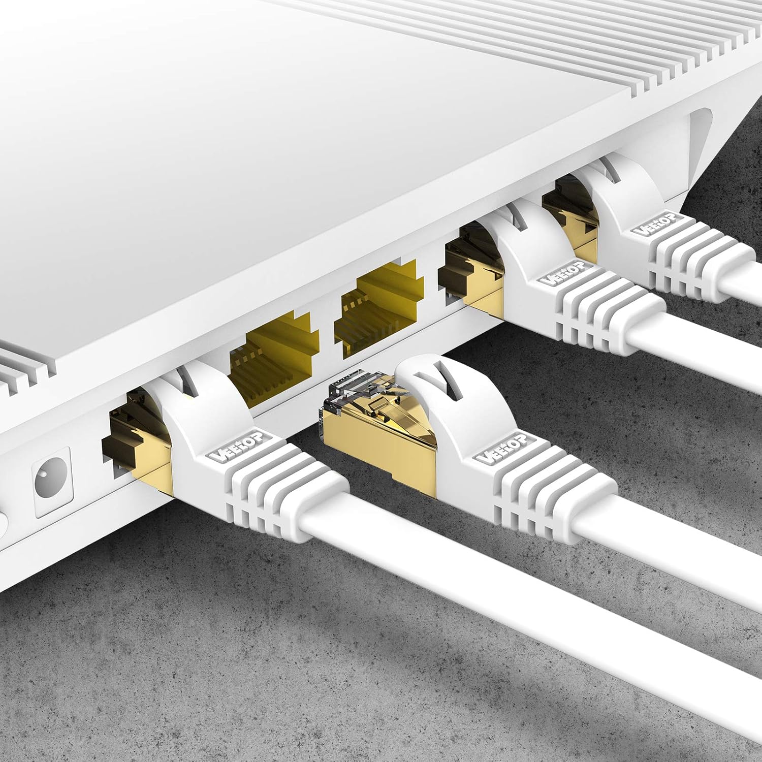 Veetop Cable Ethernet Cat7, cable Ethernet plano de 3.2 pies para exteriores e interiores, cable de Internet Cat 7 de alta velocidad de 10 Gbps, 750