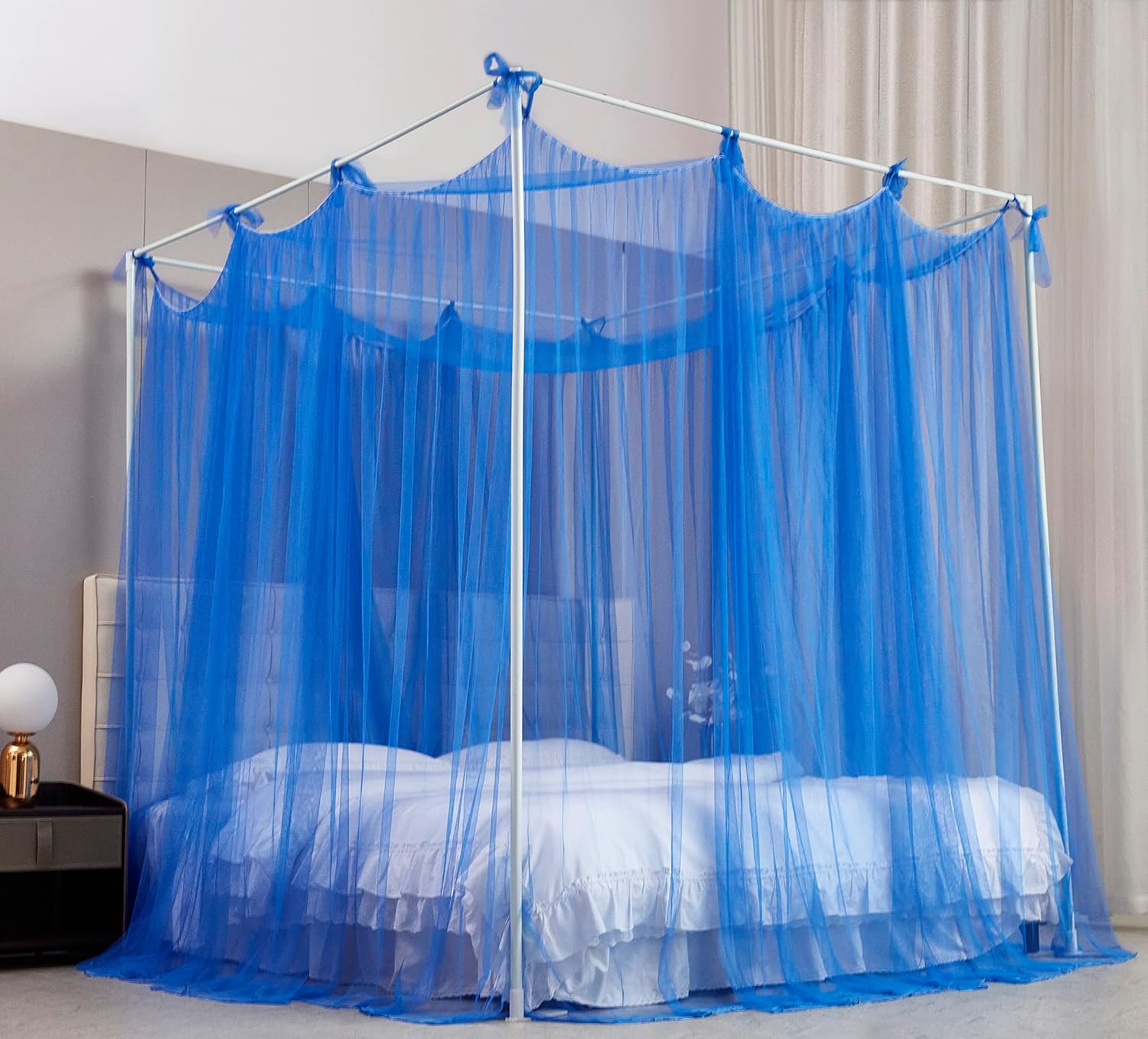 Mengersi Mosquitera para cama, cortinas de cama con dosel, cortinas de cama elegantes, cortinas de malla para decoración de dormitorio (azul, King)