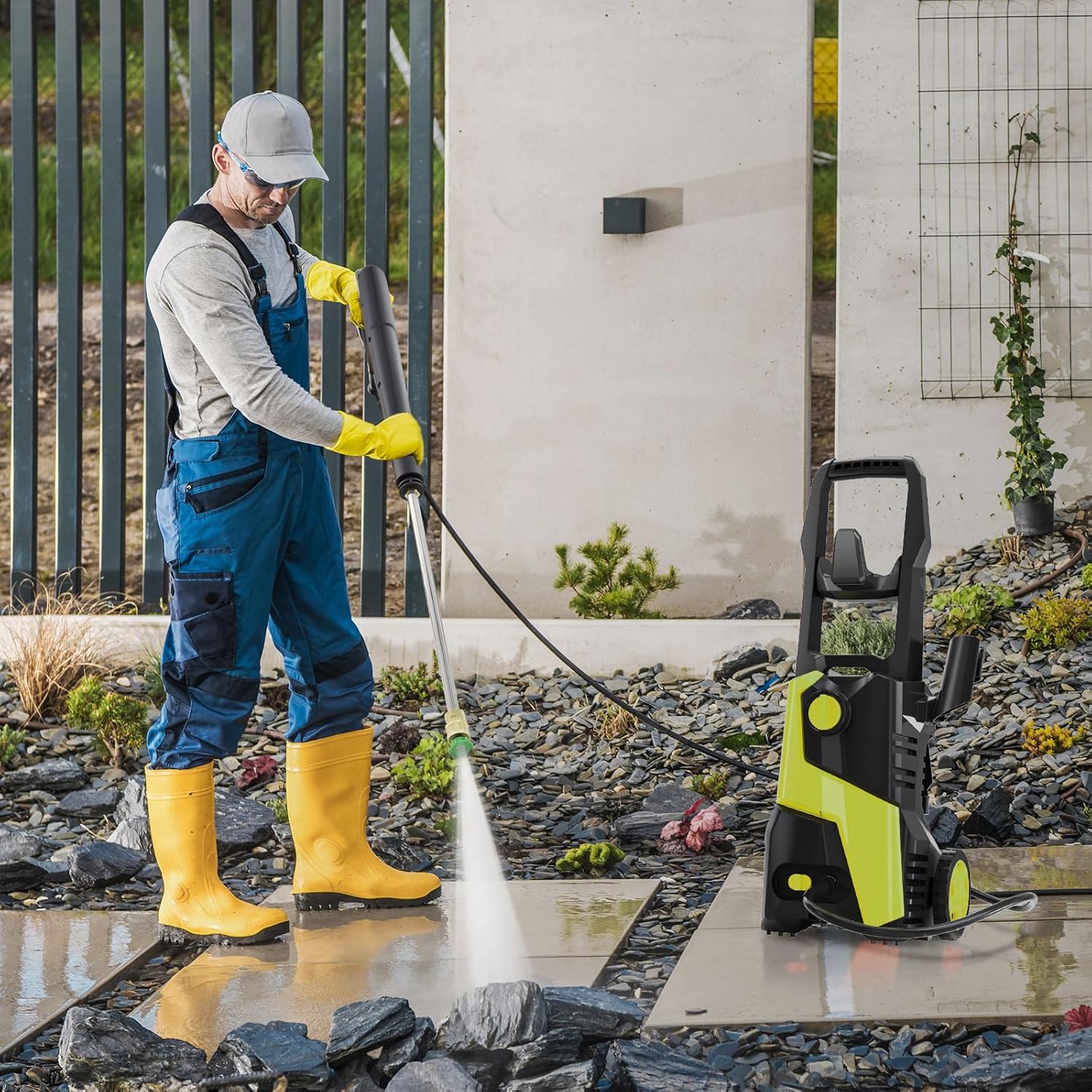 Lavadora a presión eléctrica de 4000 PSI Max 2.5 GPM, 4 boquillas de conexión rápida, manguera de 25 pies, tanque de jabón, ideal para limpieza de