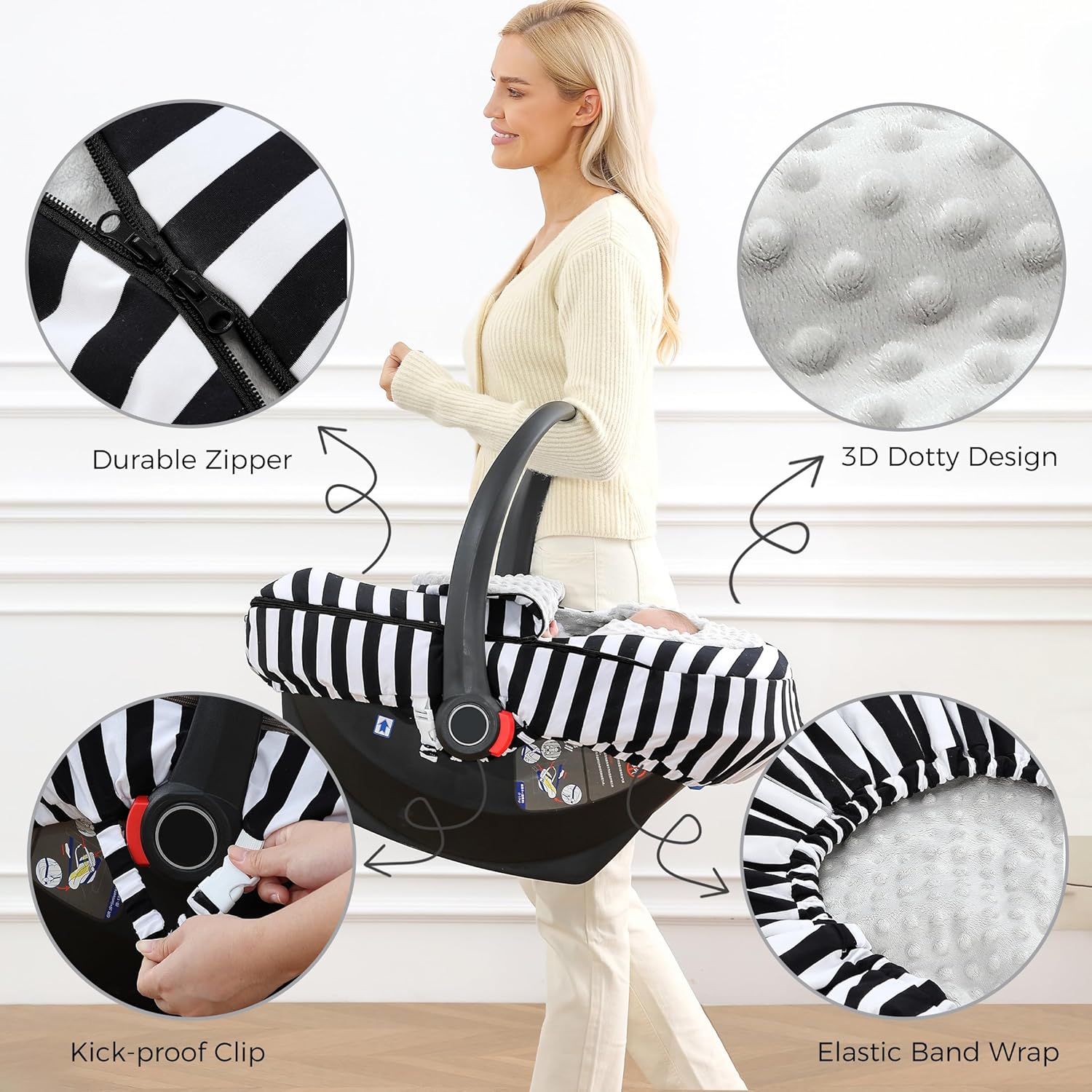Funda de asiento de automóvil para bebé, funda resistente al invierno para asiento de automóvil y cochecito, toldo para asiento de automóvil para