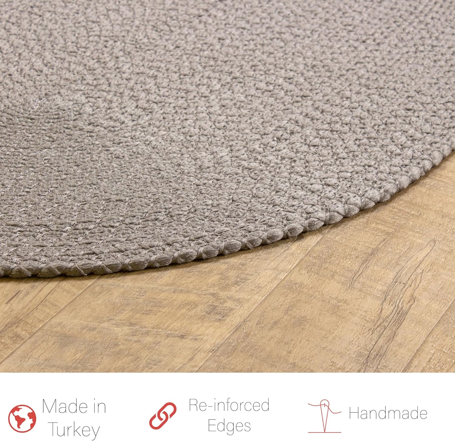 Super Area Rugs Alfombra trenzada gris para cocina campestre, alfombra primitiva duradera, ovalada, 4 x 6 pies