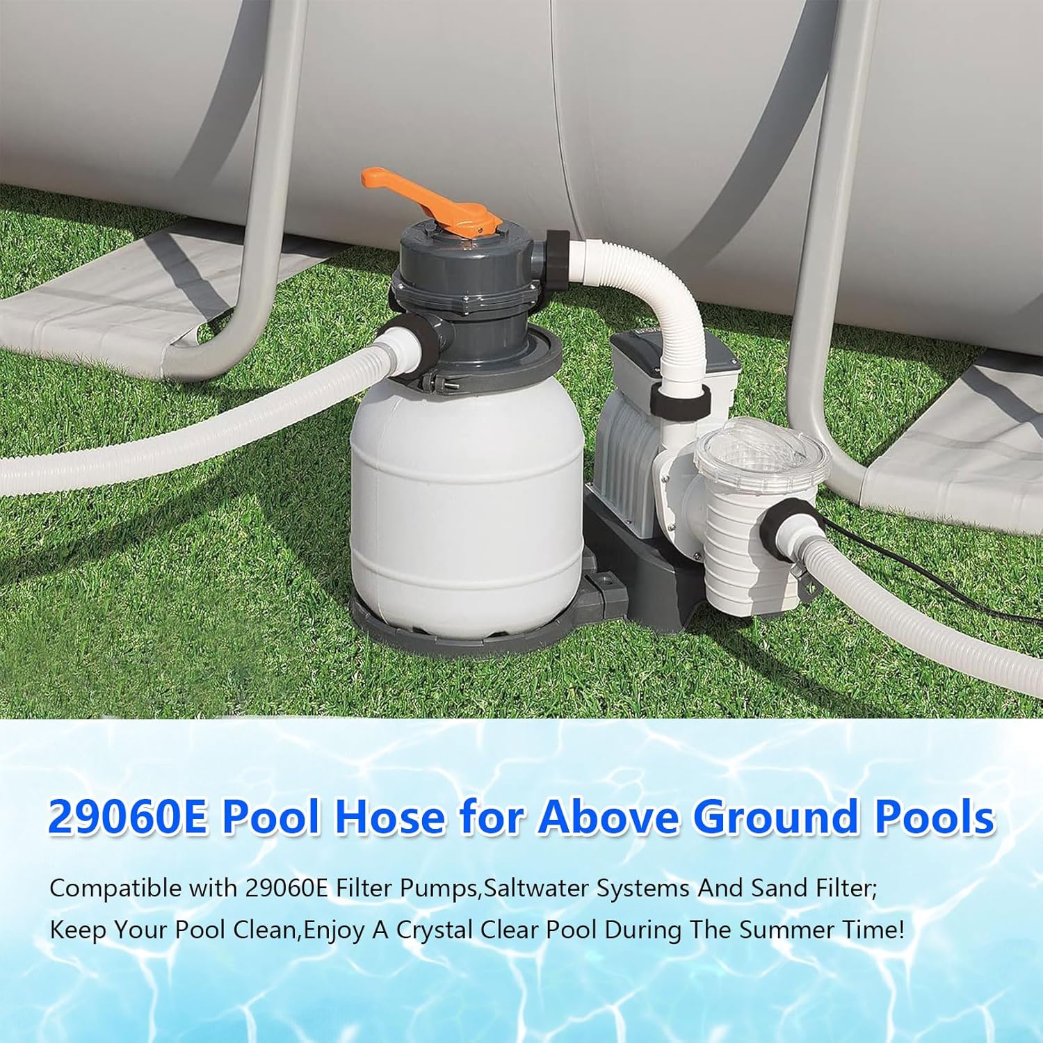 Manguera de repuesto de bomba de piscina 29060E de 1.5 pulgadas de diámetro para piscinas sobre el suelo, manguera de piscina de conexión compatible