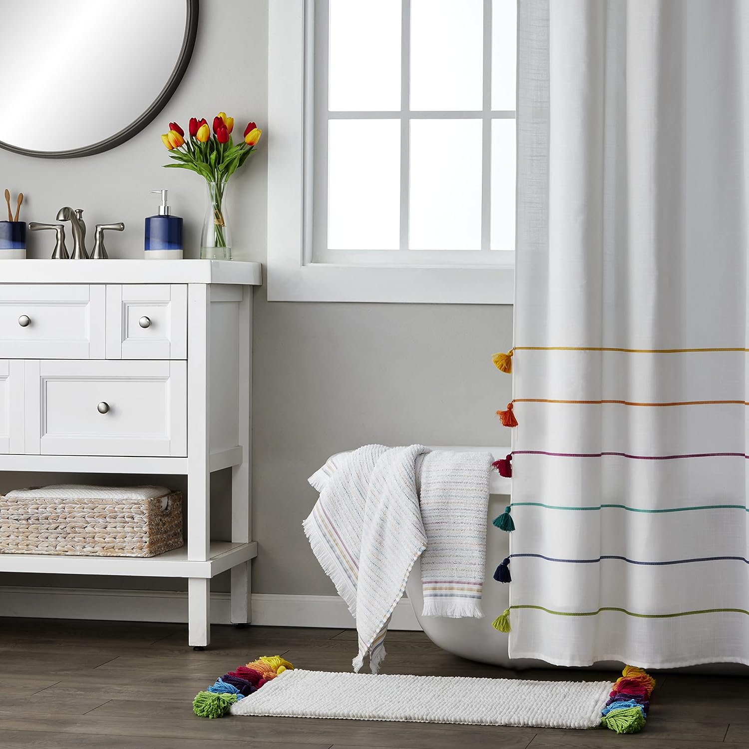 SKL Home by Saturday Knight Ltd. Toalla de mano con rayas sutiles (paquete de 2), blancomulticolor, 16 x 26 pulgadas