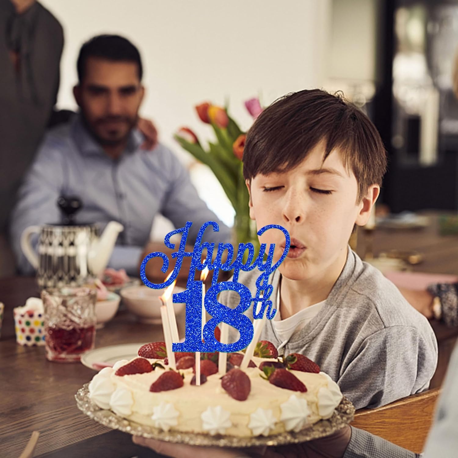 1 paquete de decoración para pastel de feliz 18 años, purpurina negra número 18, 18 cumpleaños, decoración para tartas de cumpleaños de 18 años,