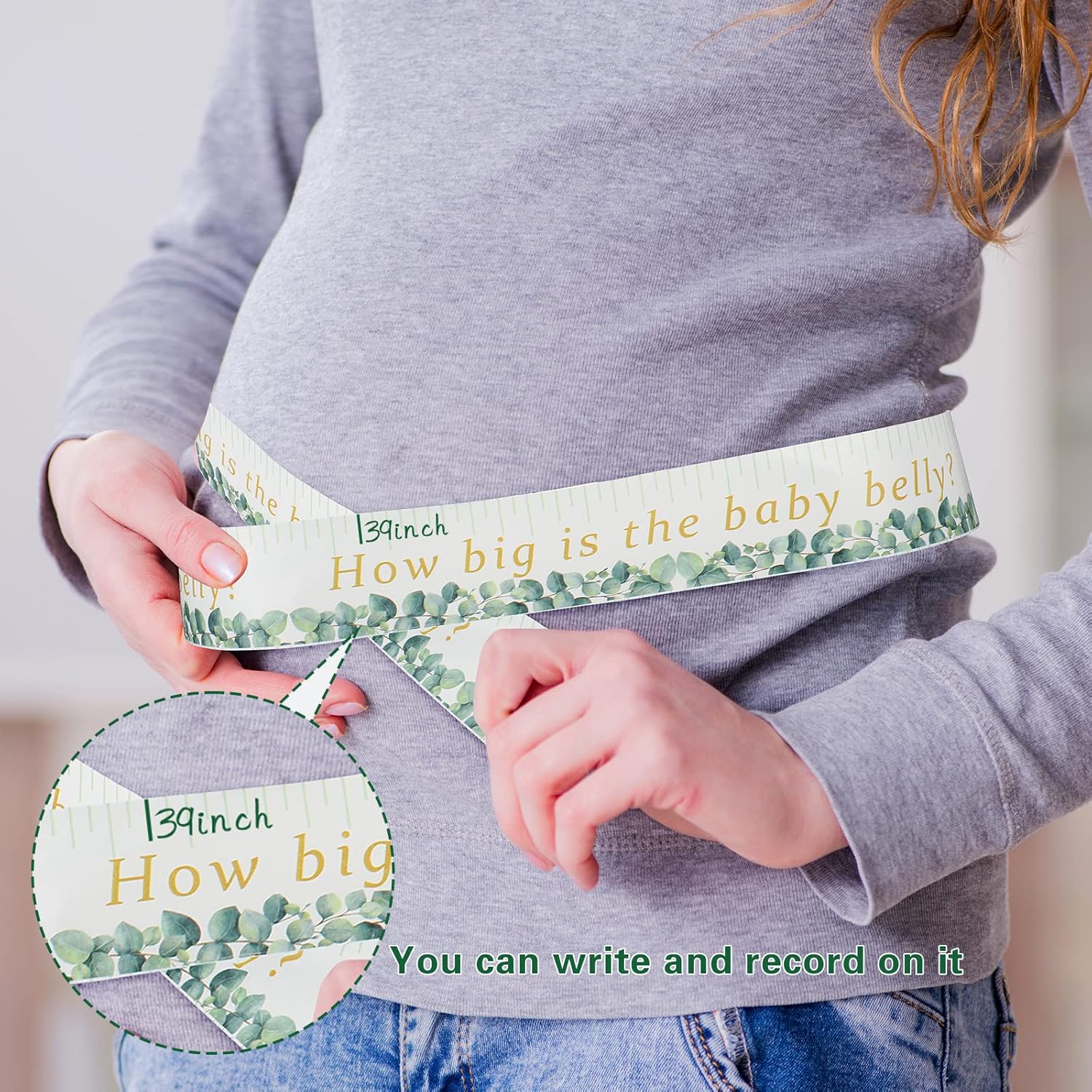 2 rollos de cinta métrica para baby shower, de 2 pulgadas x 150 pies, para medir el abdomen, juego de vientre, cinta métrica verde para baby shower,