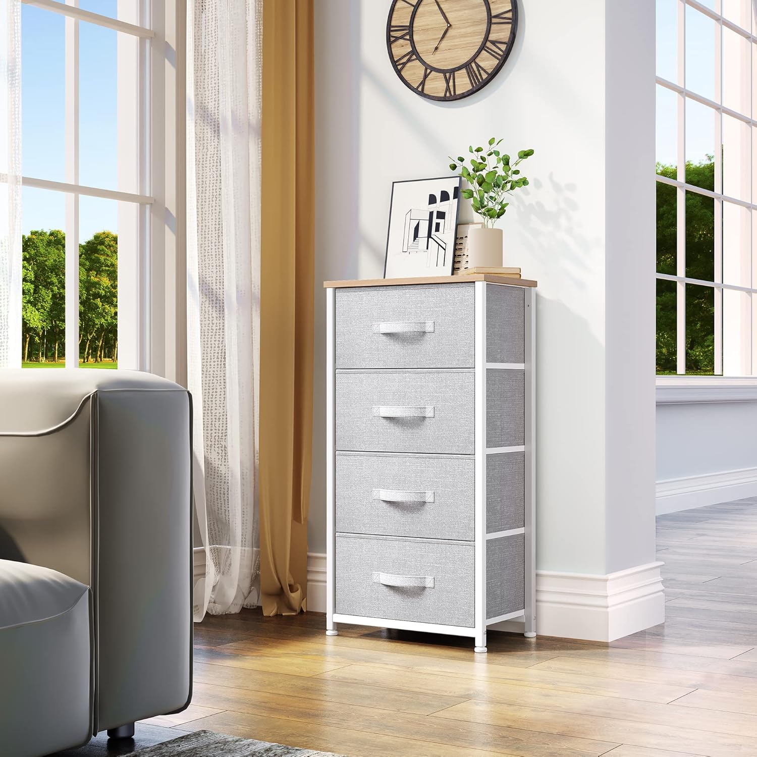 YITAHOME Dresser with 4 Drawers – Fabric Storage Tower, Organizer Unit for Bedroom, Living Room, Hallway, Closets & Nursery – Sturdy Steel Frame