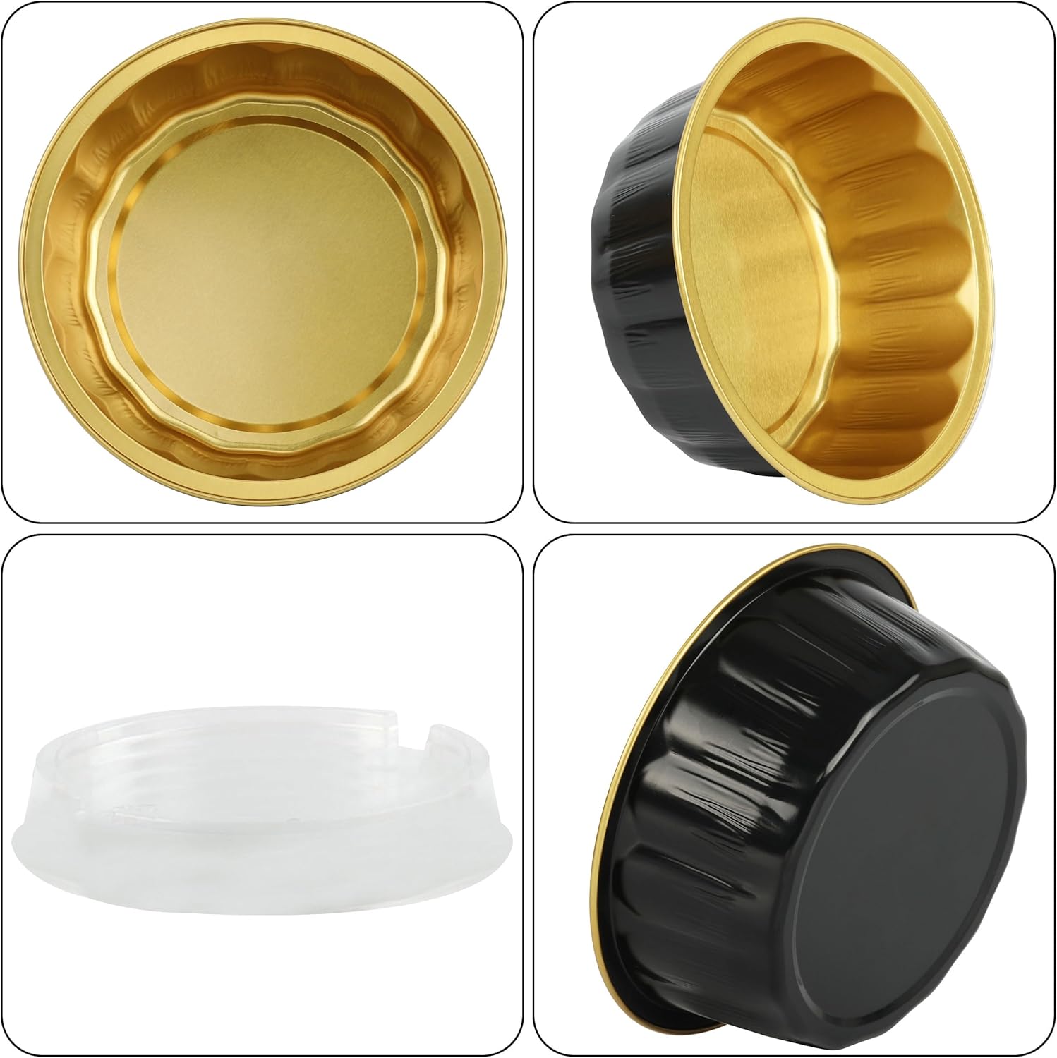 Mini moldes para pasteles con tapas, 30 moldes individuales de 8 onzas para tartas, tazas de aluminio para hornear, mini moldes de aluminio con
