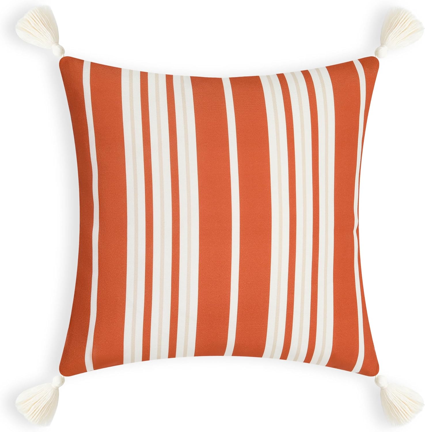 Hofdeco Premium Funda de almohada otoñal para patio interior y exterior, 18 x 18 pulgadas, repelente al agua para patio trasero, sofá, borla de