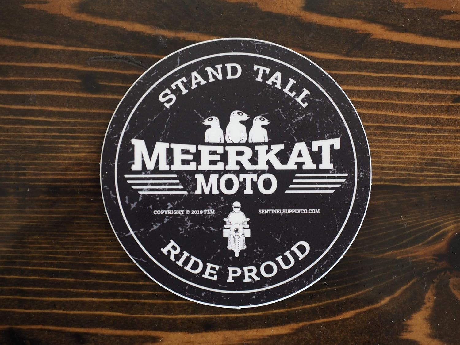Meerkat Moto ADV Motorcyle Round Sticker, 3″ Circle  Vinyl Decal for Adventure, Overland, Offroad Bikes