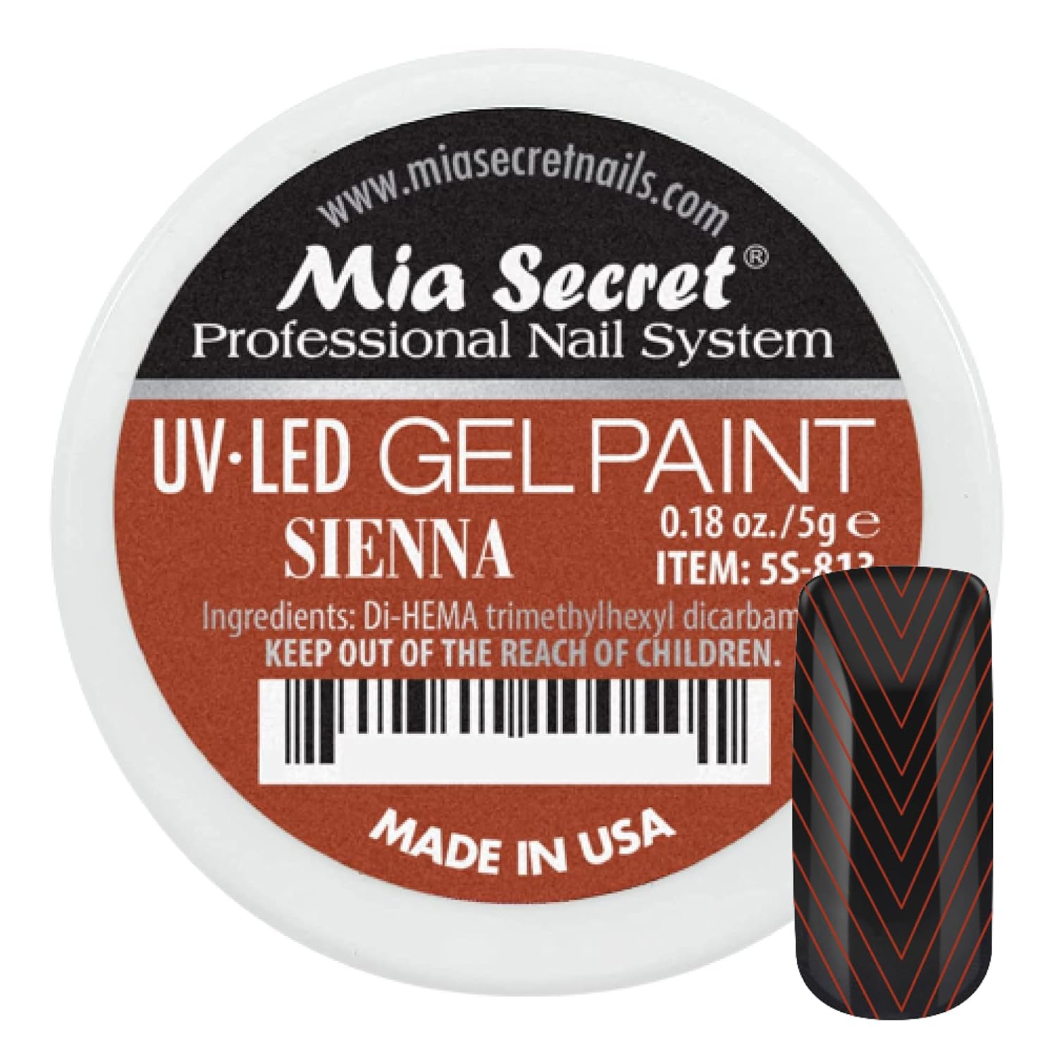 Mia Secret Sistema de uñas profesional UVLED Gel Paint – 0.18 oz (Sienna)