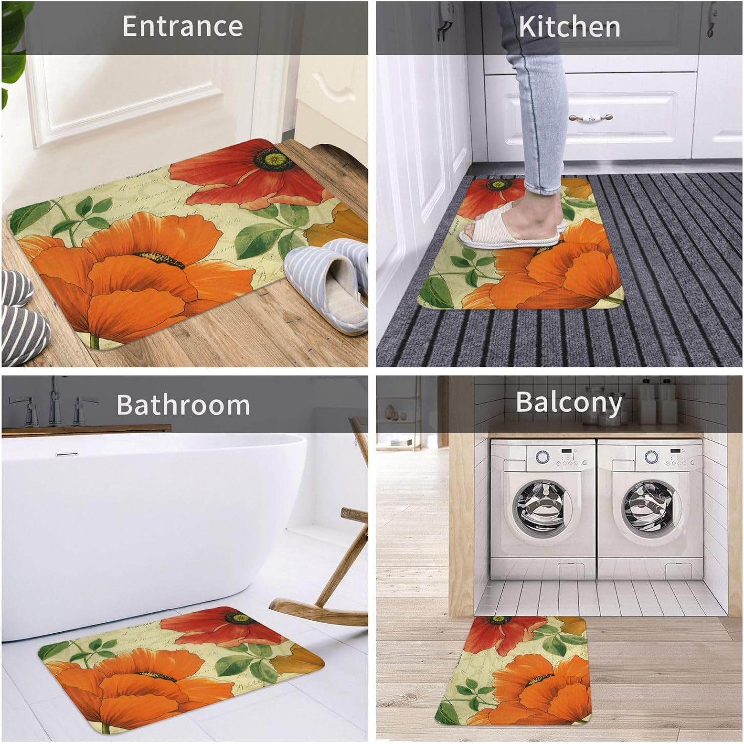 Tapete retro para puerta de interior, microfibra absorbente, lavable, tapete para puerta de piso para entrada y baño, 16 x 24 pulgadas