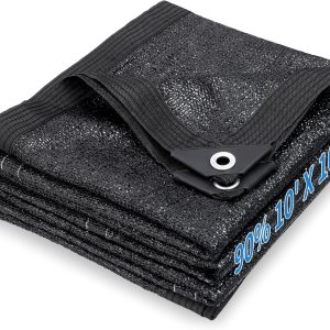 Toldo 90% negro con protección solar, resistente a los rayos UV, con ojales, 10 x 10 pies, lona de malla para exteriores, para jardín, invernadero, Toldo 90% negro con protección solar, resistente a los rayos UV, con ojales, 10 x 10 pies, lona de malla para exteriores, para jardín, invernadero,