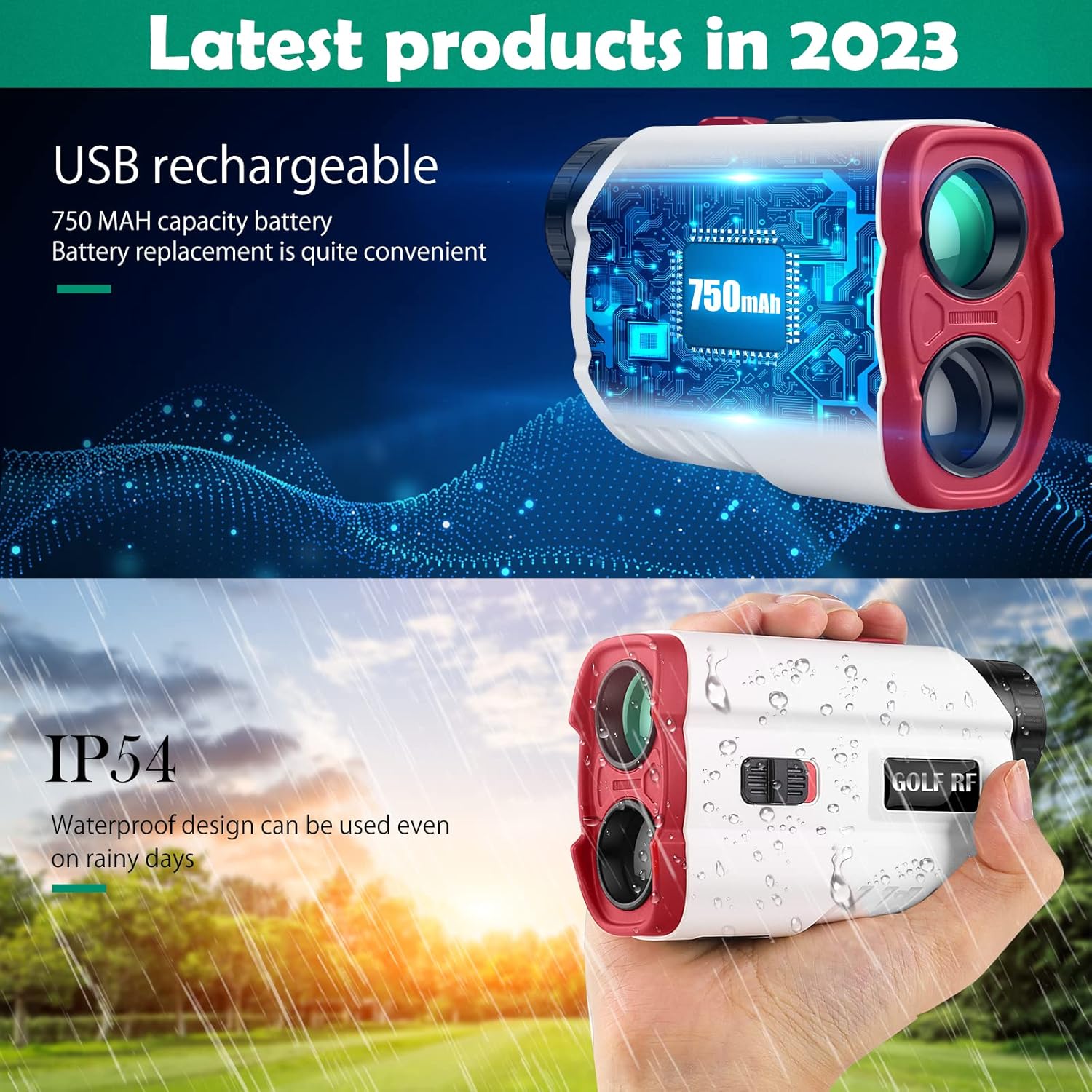 Telémetro de golf 700Yards láser telémetro con pendiente, telémetro láser de golf recargable USB con adquisición de bandera,