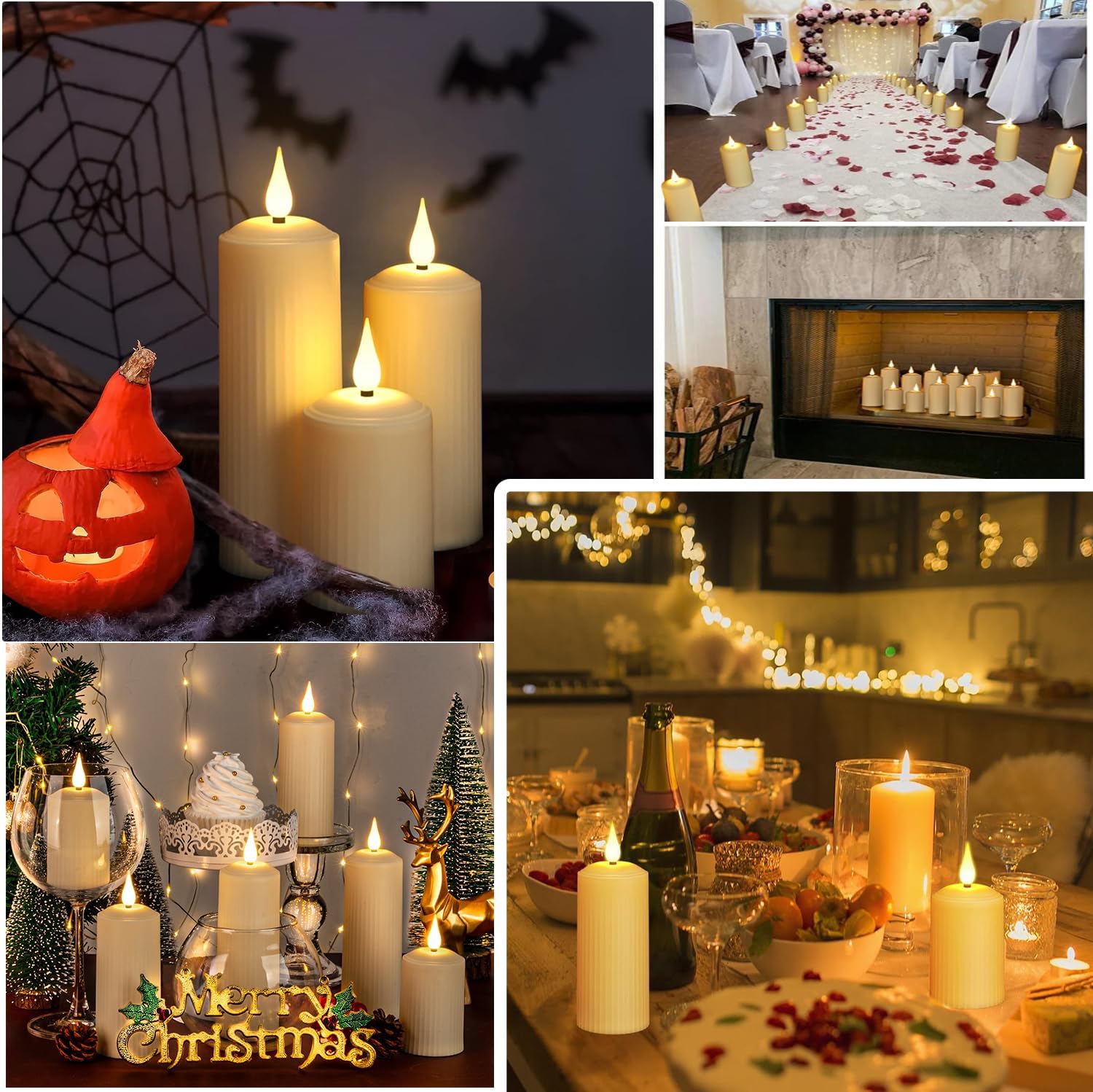 Paquete de 6 velas sin llama que funcionan con pilas con temporizador y control remoto, velas parpadeantes falsas, velas LED eléctricas para