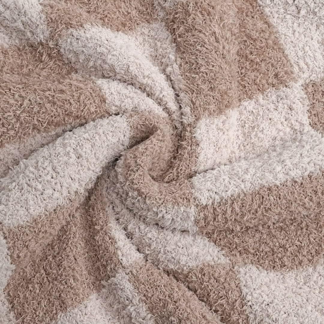 Manta mullida a cuadros de tablero de ajedrez, manta decorativa a cuadros súper suave, cálida y acogedora manta reversible para silla, sofá, cama,
