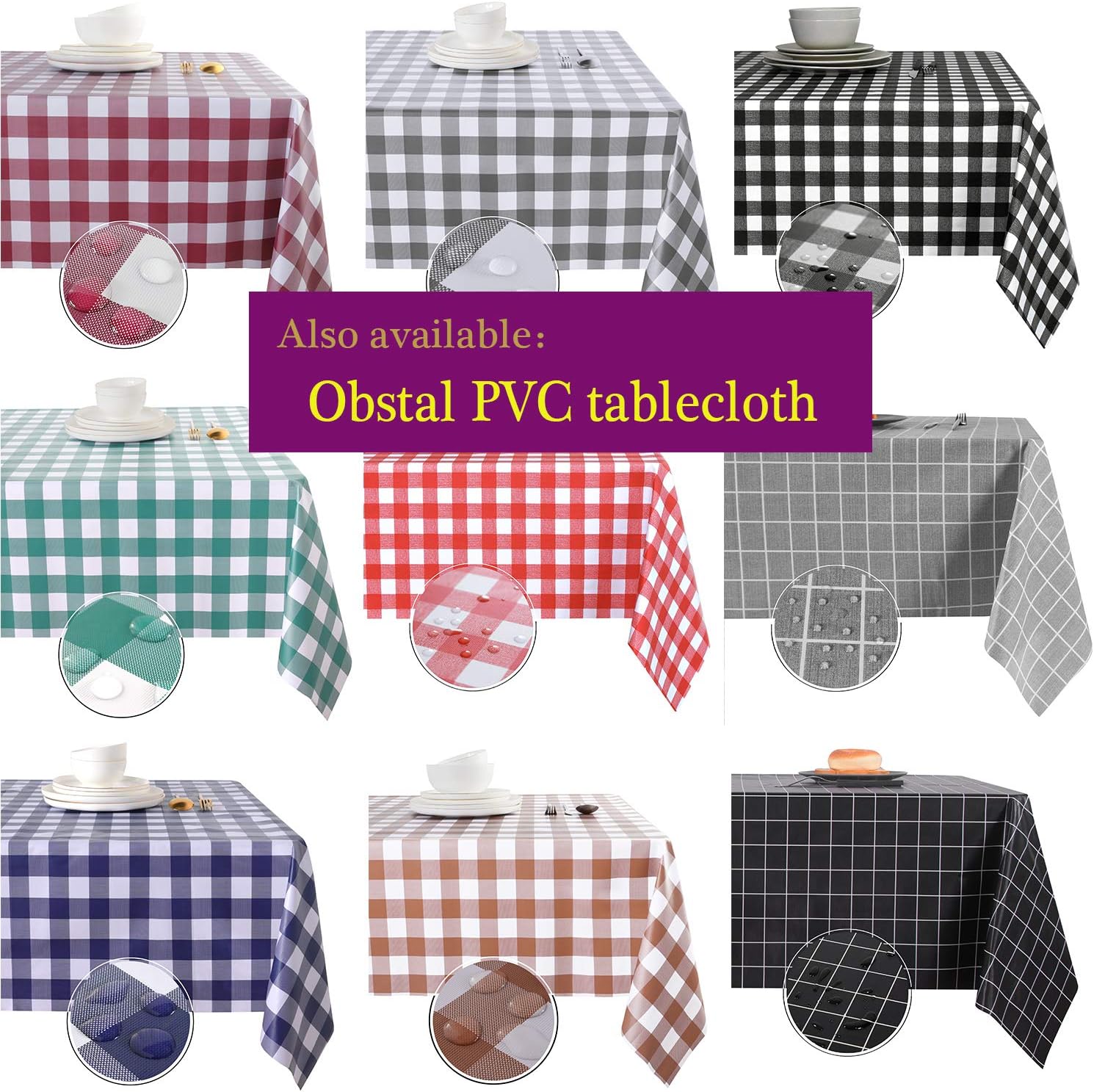 Obstal – Mantel rectangular a prueba de derrames de aceite, impermeable, mantel de microfibra decorativo, para uso en exteriores e interiores