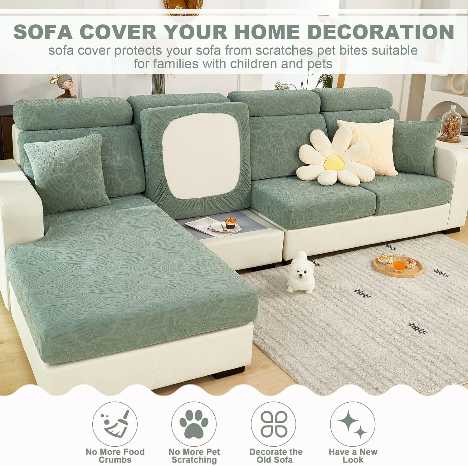 Fundas de almohada universales resistentes al desgaste para sofá, 1 funda de almohada elástica, funda de cojín cuadrada sólida de repuesto, 18 x 18