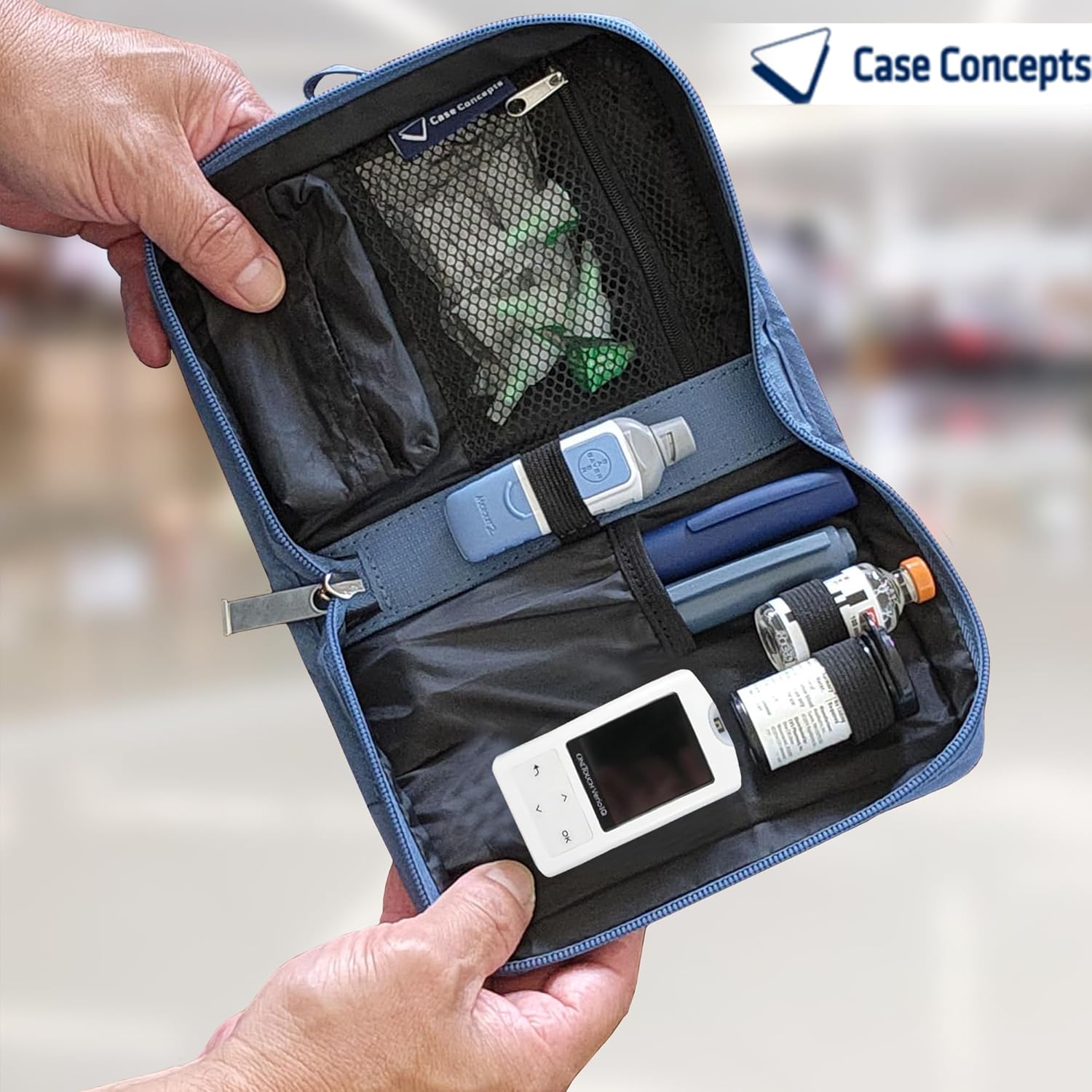 Case Concepts – Estuche de suministros para diabetes – Estuche de almacenamiento portátil y organizador medidor de glucosa, insulina y accesorios –