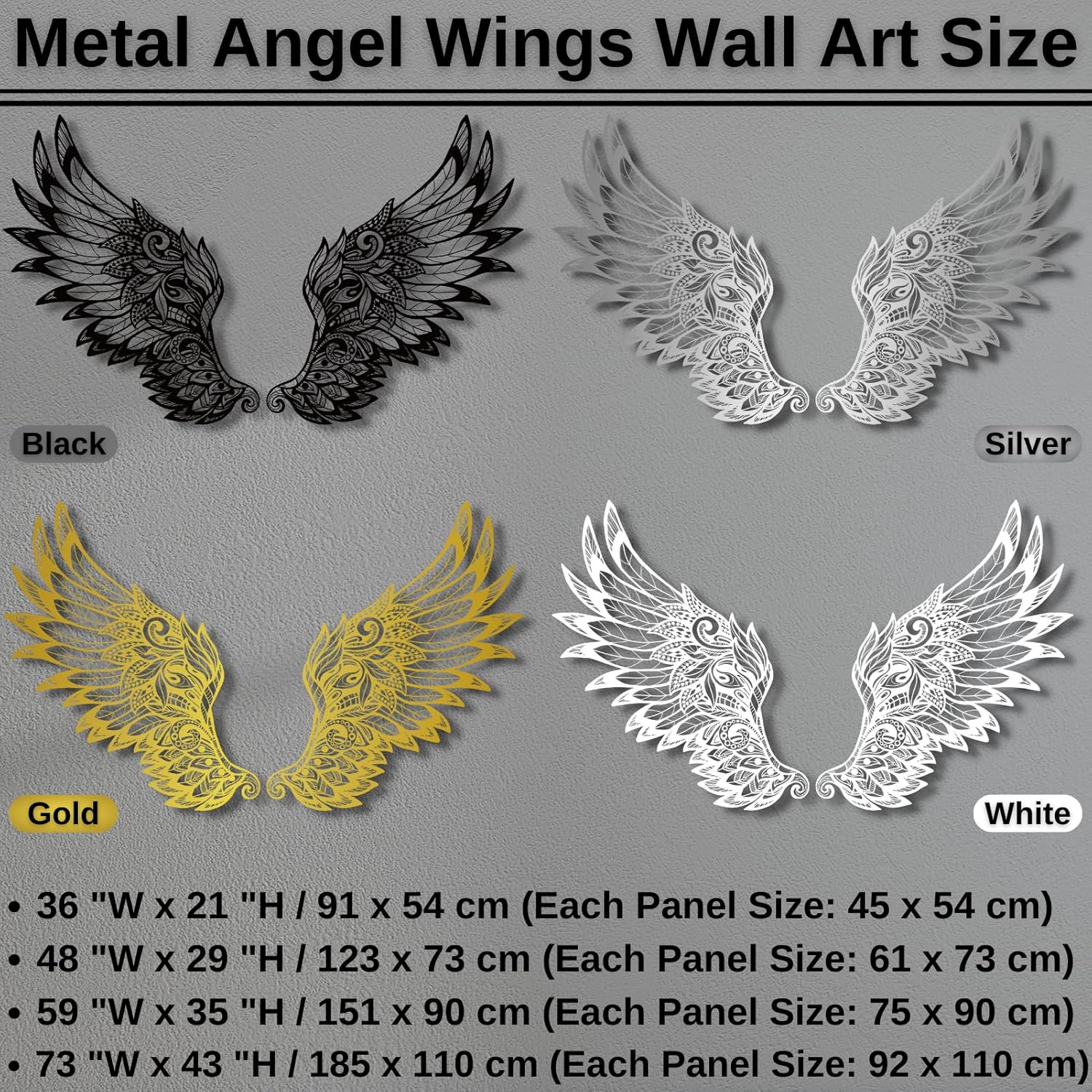 Decoración de pared de alas de ángel de metal, decoración de pared de alas de ángel grandes, ángel de la guarda, escultura de pared de ángel, alas