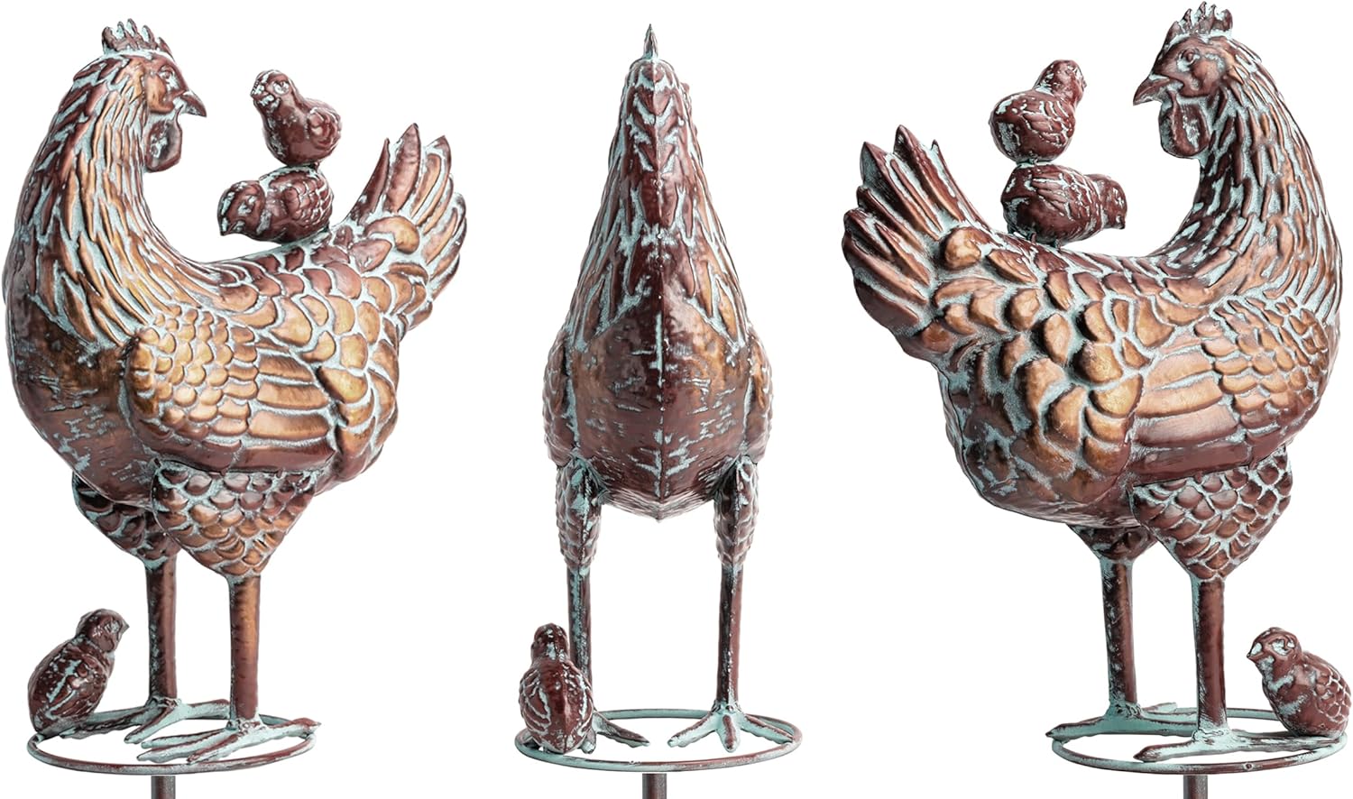 CLYB Gallina de metal con veleta de pollo – Encantadora elegancia de corral con soporte de techo ajustable
