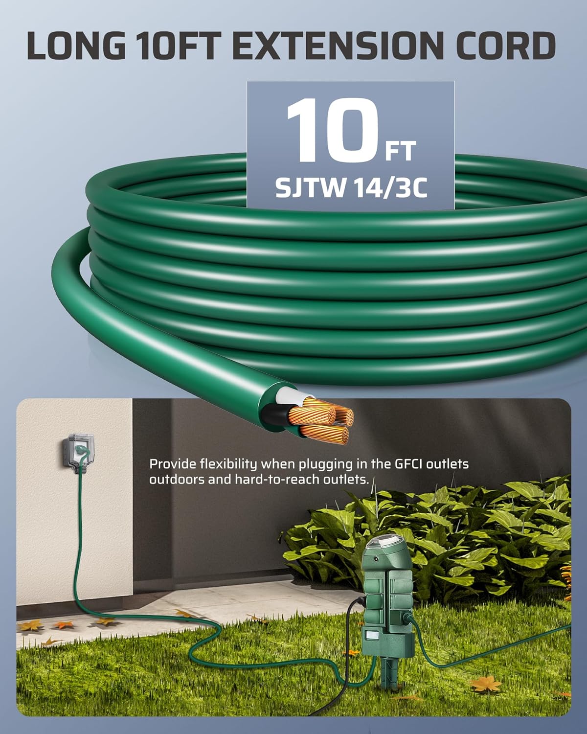 DEWENWILS Temporizador de regleta de alimentación para exteriores con fotocélula, temporizador de estaca de patio del atardecer al amanecer,