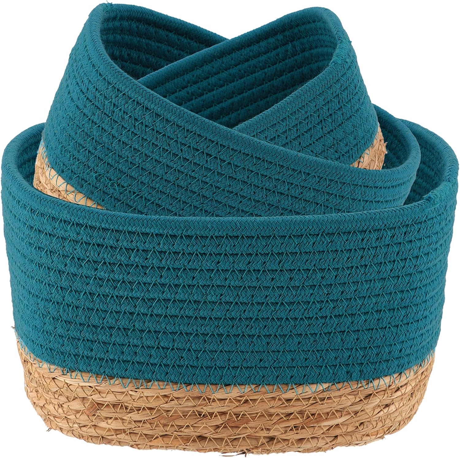 Cestas de almacenamiento clásicas de algodón apilables para estantes, juego de 3, ideales como canasta de pañales, canasta de juguetes para perros,