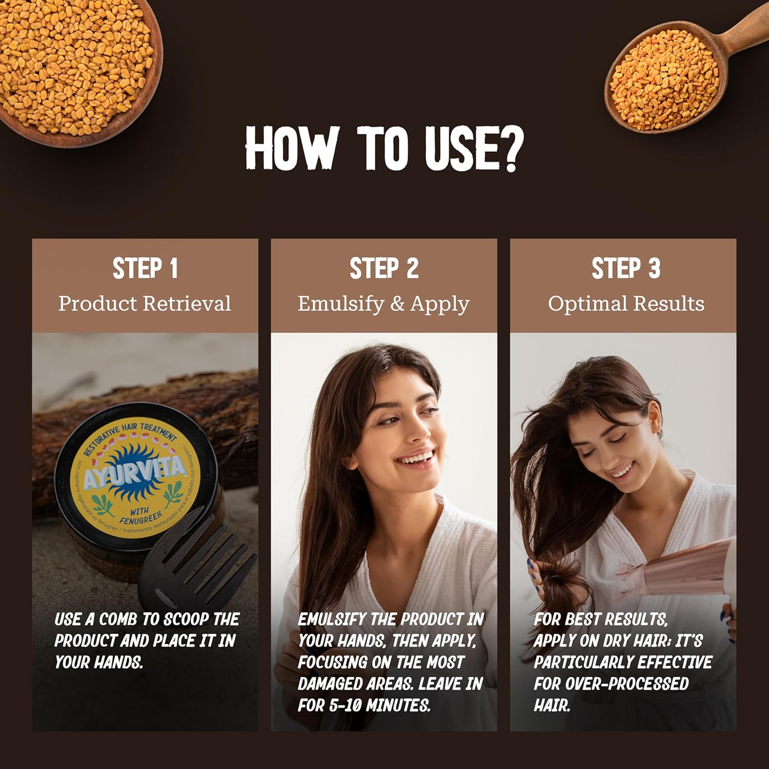 Tratamiento capilar  Máscara restauradora de fenogreco para hombres y mujeres  Nutritiva, hidratante e hidratante  Mejor crecimiento del cabello y