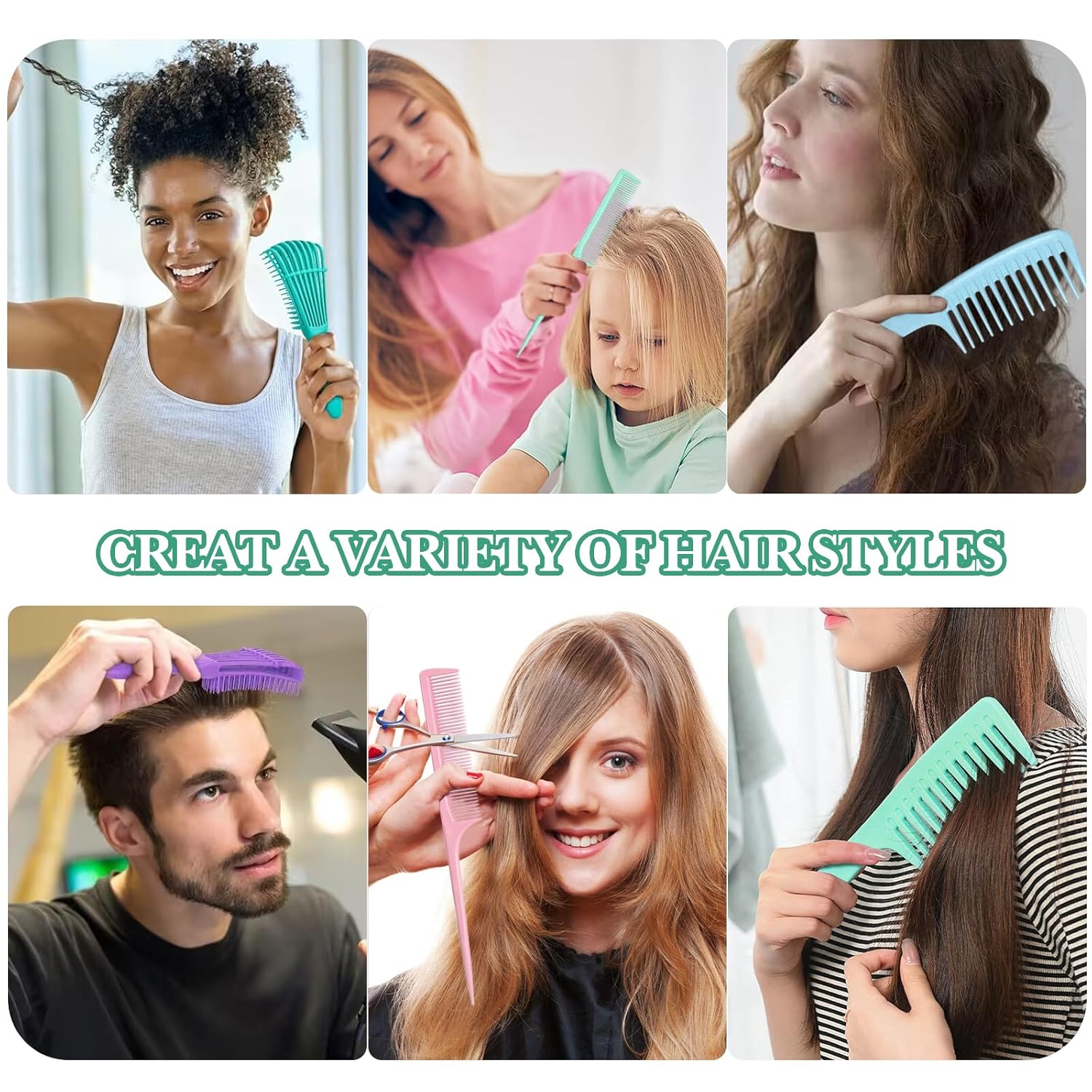 Mscoco Cepillo desenredante para cabello húmedo o seco, cepillo desenredante para cabello rizado, cepillo desenredante con peine de dientes anchos,