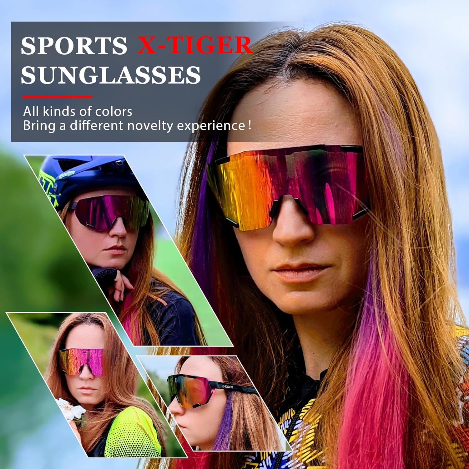 X-TIGER Gafas de ciclismo polarizadas para hombres y mujeres, 5 lentes intercambiables UV400, gafas de sol deportivas, béisbol, correr, pescar
